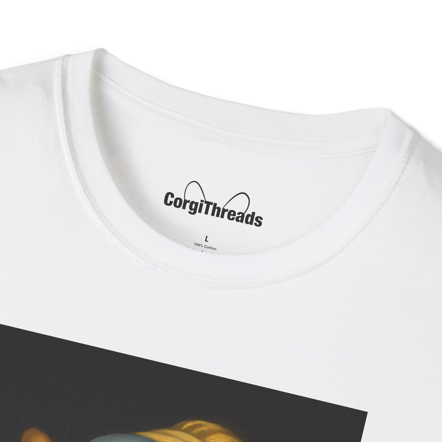 Girl with a Pearl Collar T-Shirt — Classical Portrait Corgi Art Tee