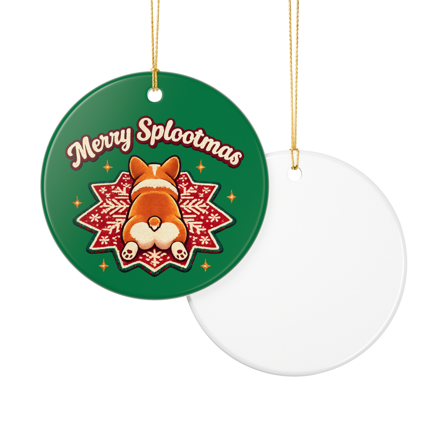 Ceramic Ornament — 'Merry Splootmas' Corgi Holiday Decoration