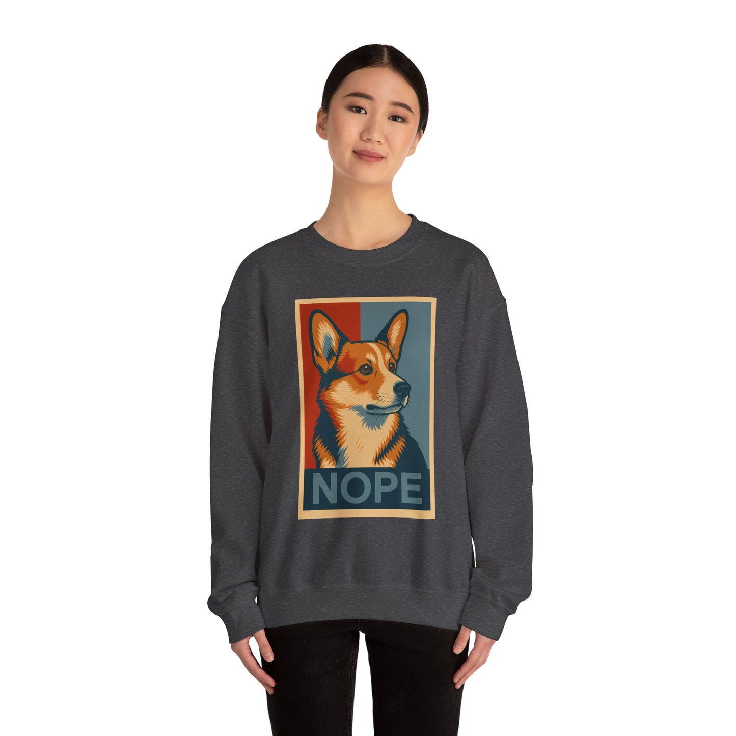Corgi 'NOPE' Crewneck Sweatshirt – Funny Corgi Graphic Pullover