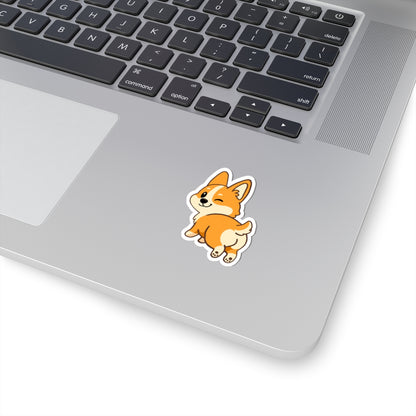Winking Corgi Butt Kiss-Cut Sticker — Cute Laptop & Water Bottle Decal