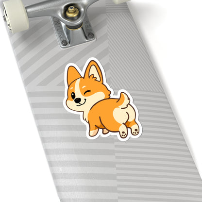 Winking Corgi Butt Kiss-Cut Sticker — Cute Laptop & Water Bottle Decal