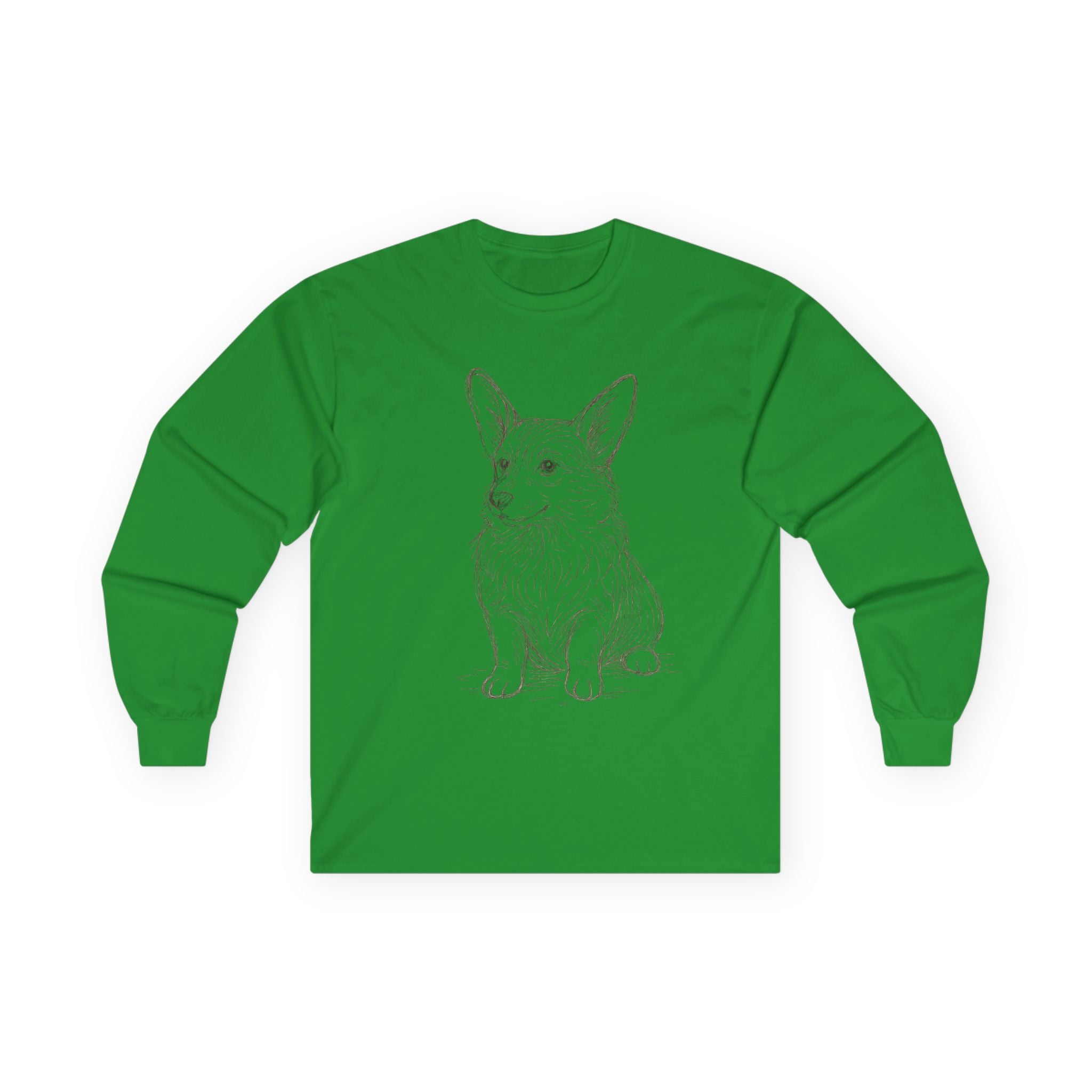 Corgi Sketch Long Sleeve Tee — Hand-Drawn Corgi Illustration