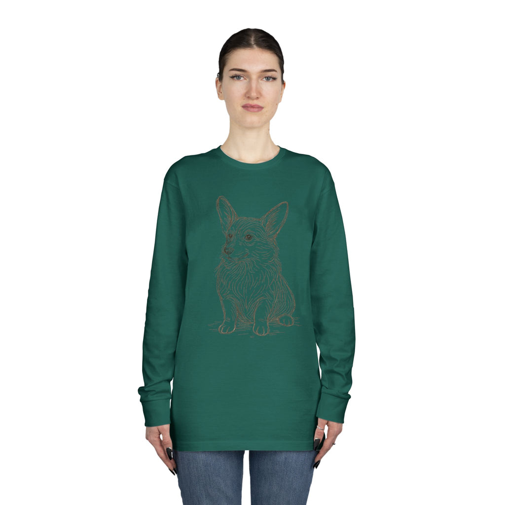 Long Sleeve Tee — Hand-Drawn Corgi Sketch Shirt