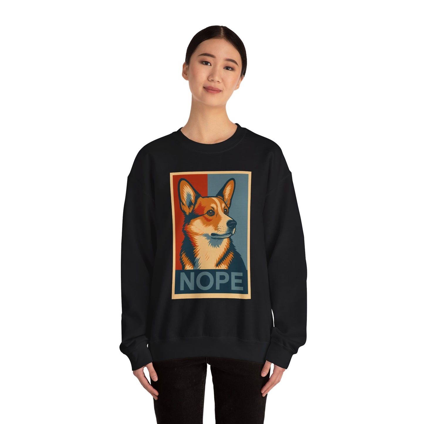 Corgi 'NOPE' Crewneck Sweatshirt – Funny Corgi Graphic Pullover