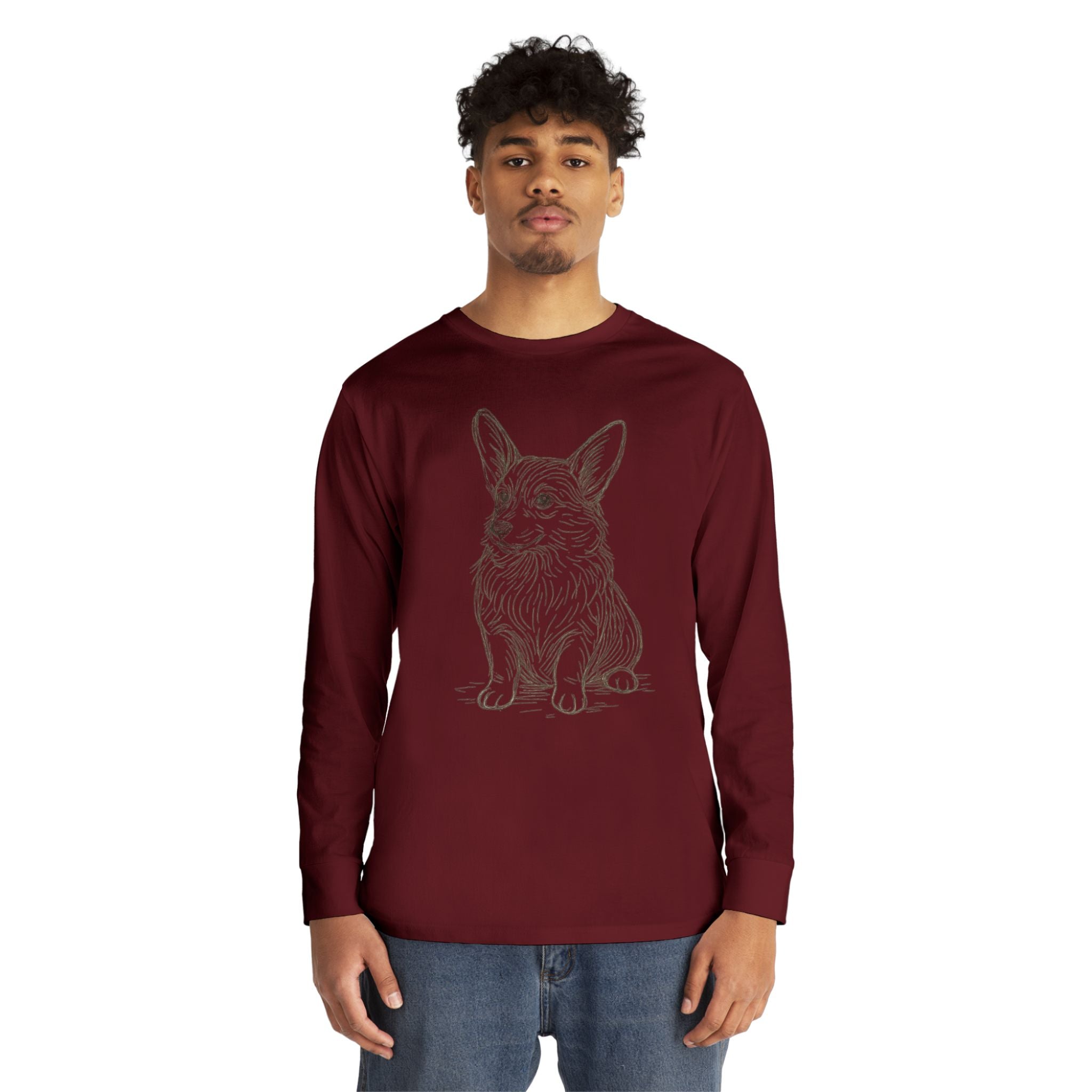 Long Sleeve Tee — Hand-Drawn Corgi Sketch Shirt