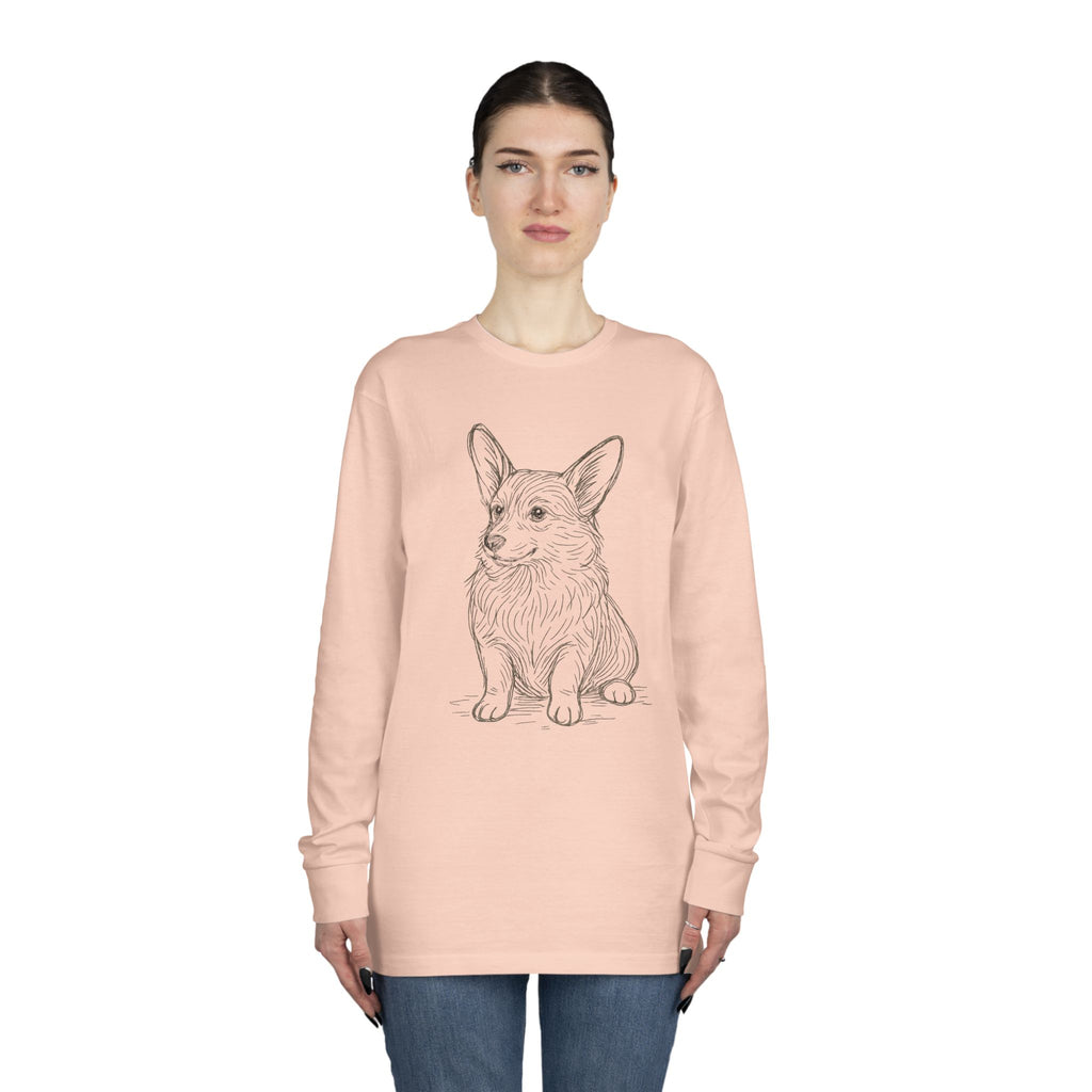 Long Sleeve Tee — Hand-Drawn Corgi Sketch Shirt