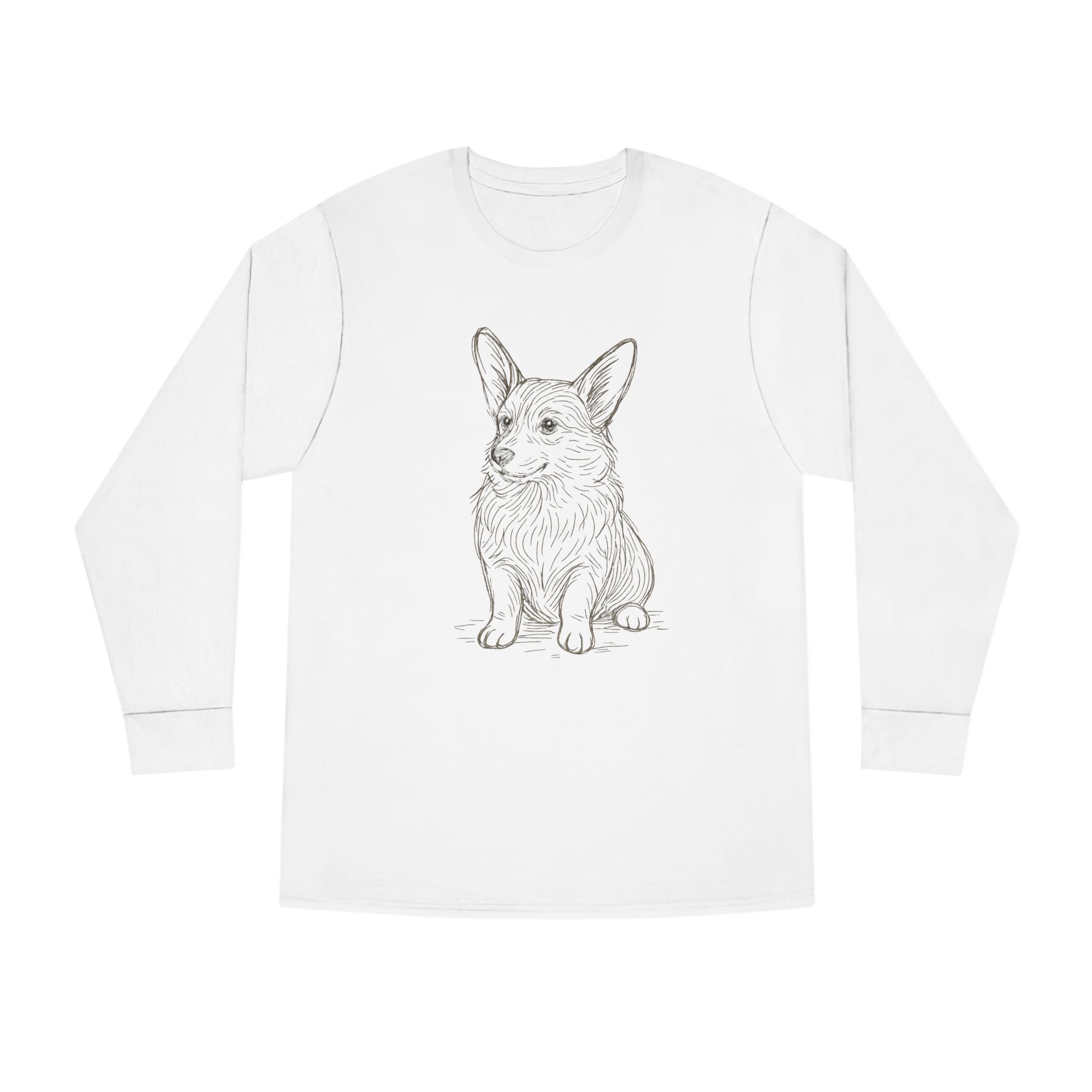 Long Sleeve Tee — Hand-Drawn Corgi Sketch Shirt