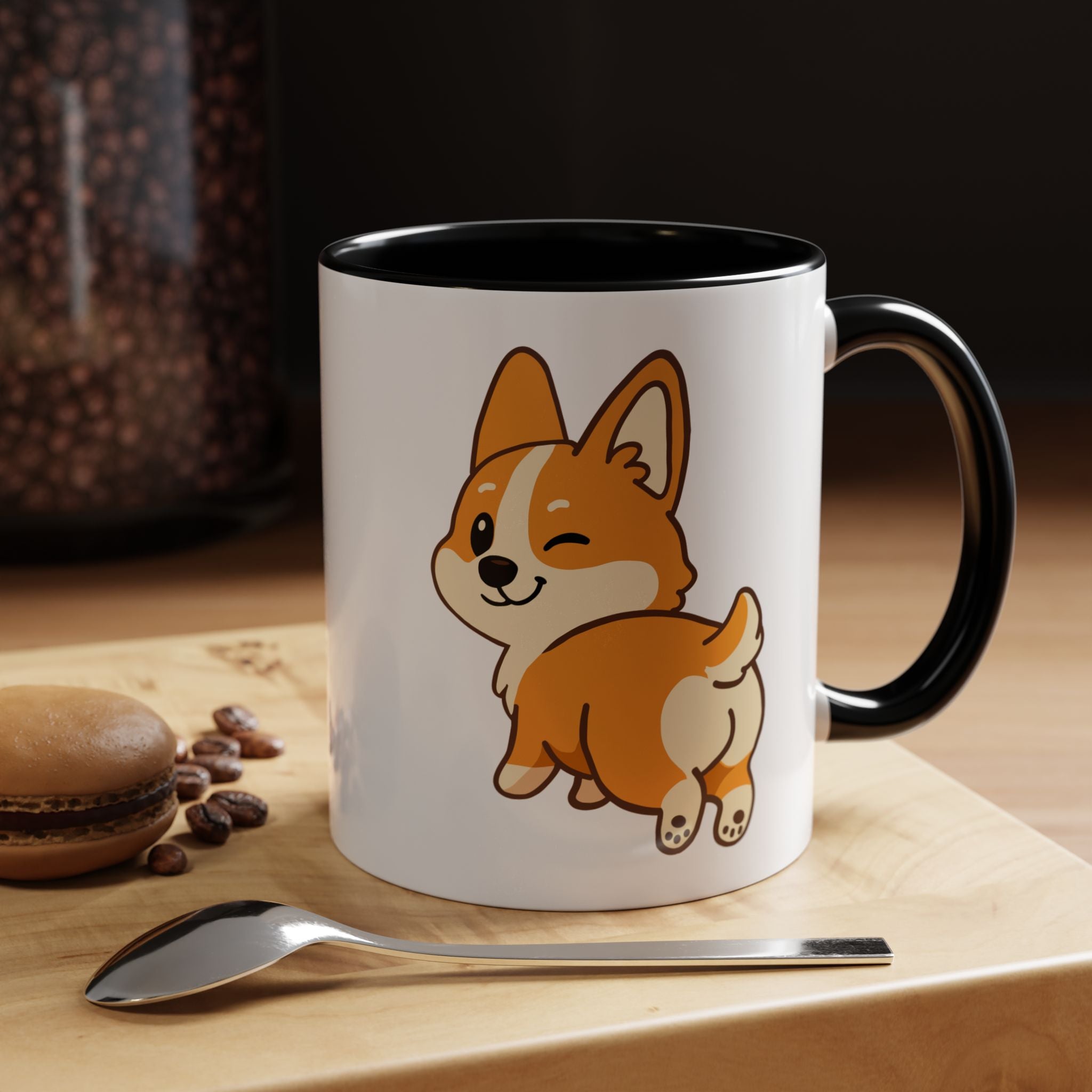 Cute Winking Corgi Accent Coffee Mug — Cute Dog Lover Gift (11/15oz)