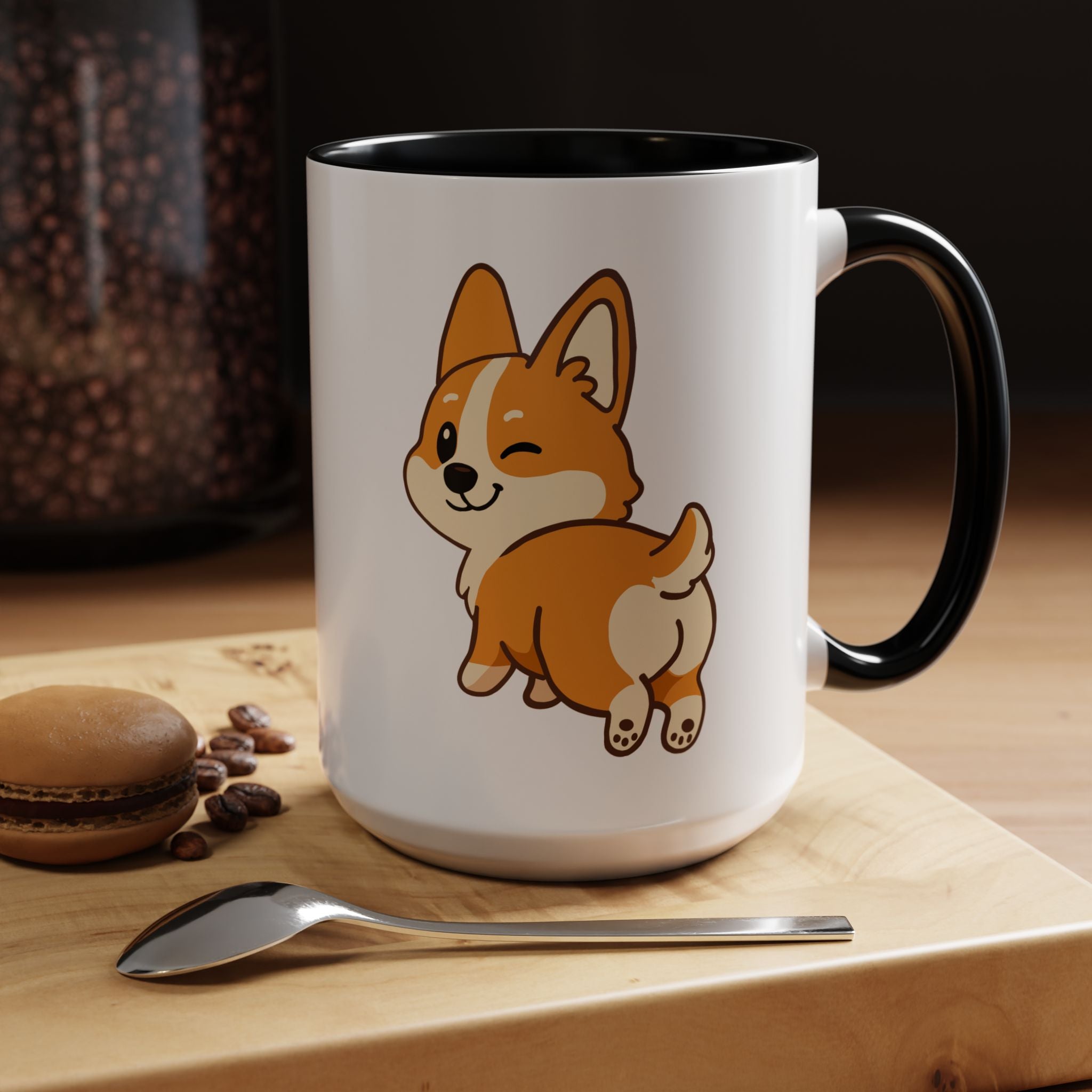 Cute Winking Corgi Accent Coffee Mug — Cute Dog Lover Gift (11/15oz)