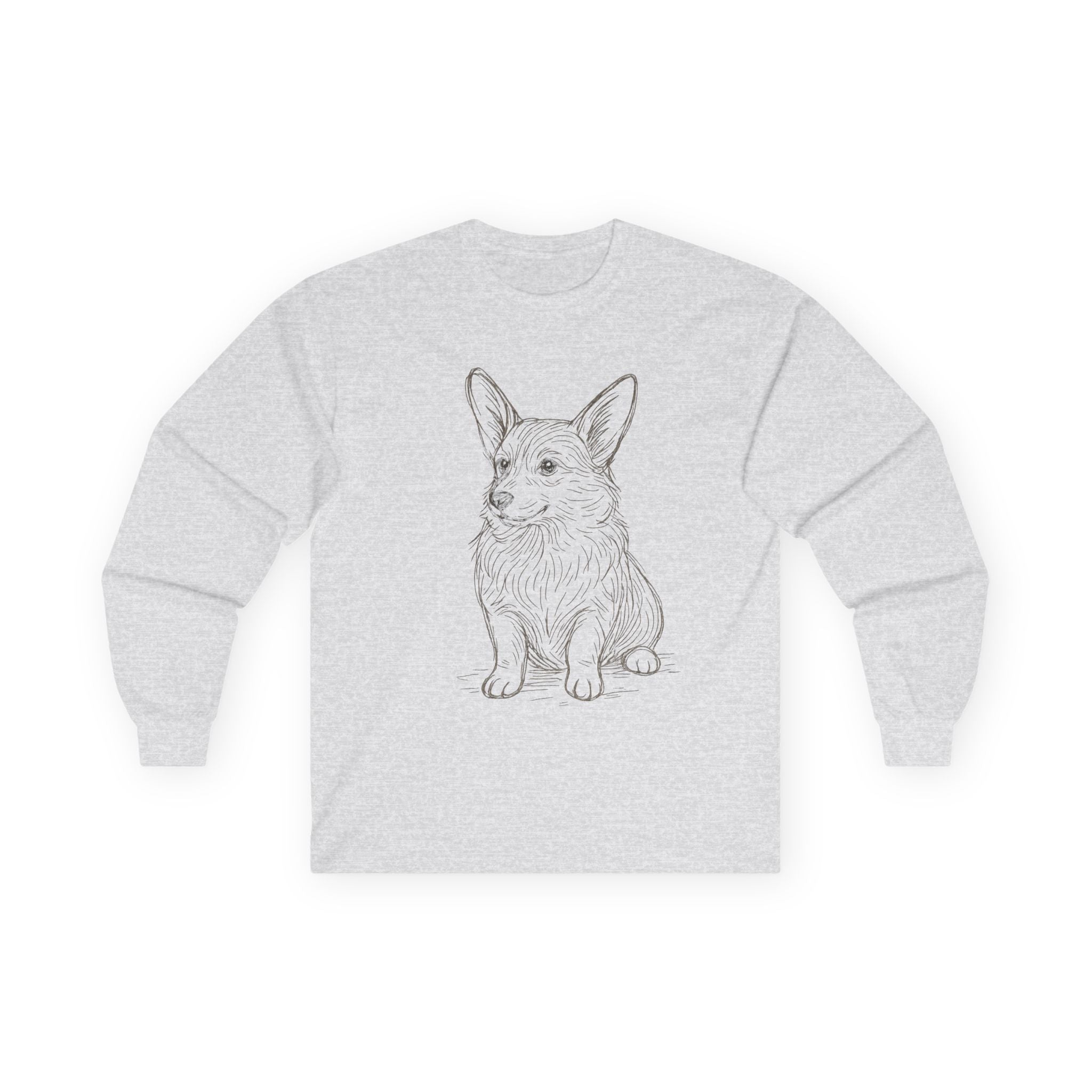 Corgi Sketch Long Sleeve Tee — Hand-Drawn Corgi Illustration