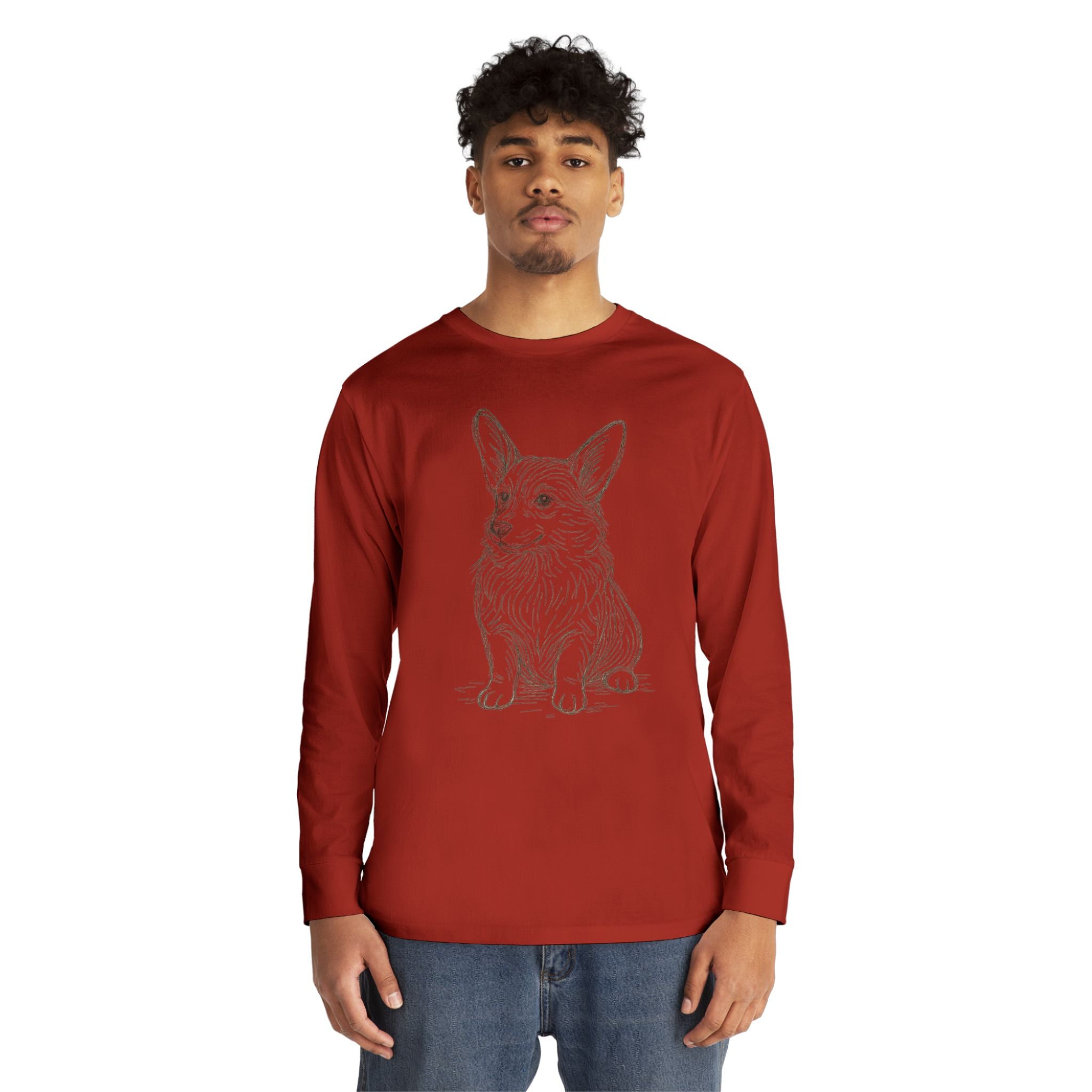 Long Sleeve Tee — Hand-Drawn Corgi Sketch Shirt