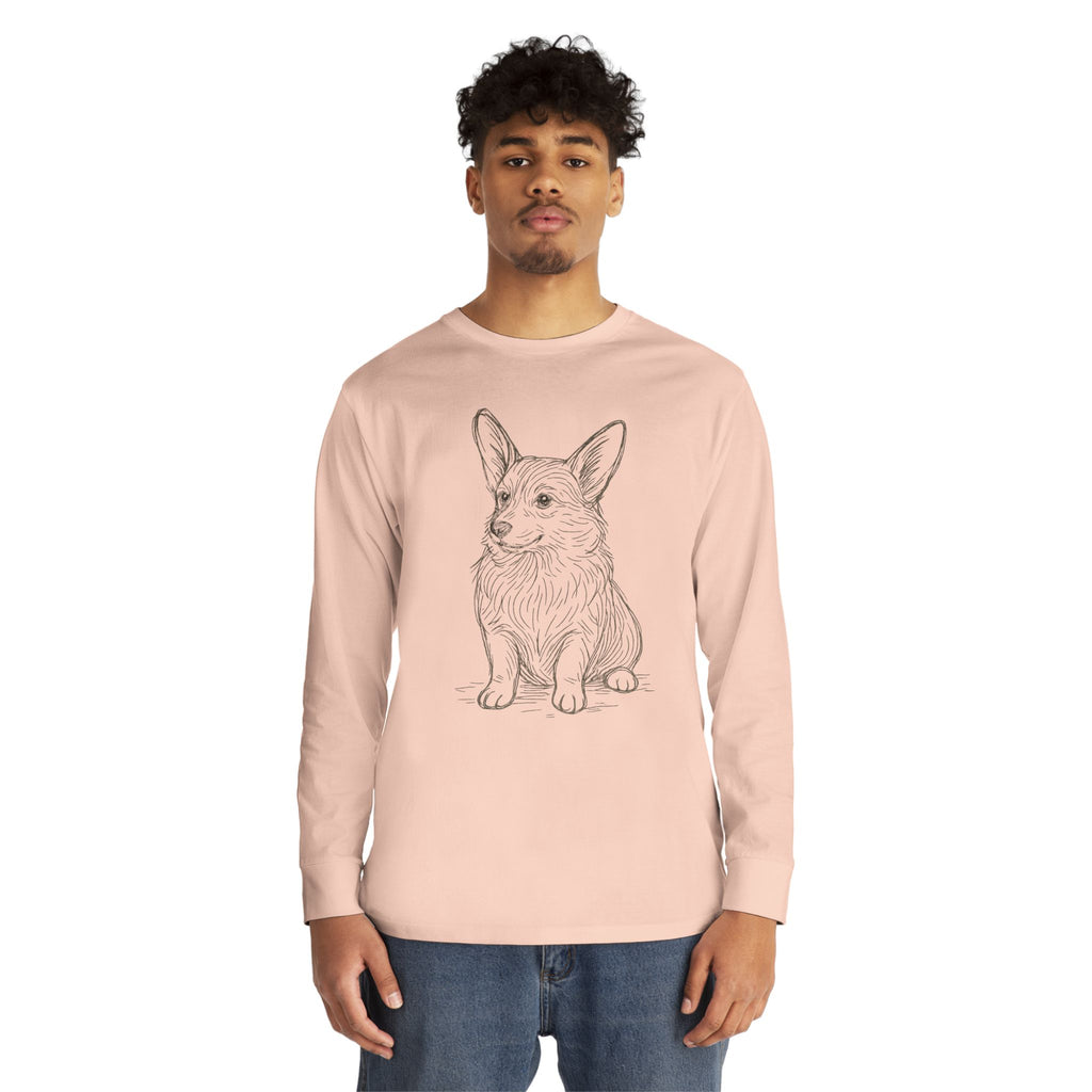 Long Sleeve Tee — Hand-Drawn Corgi Sketch Shirt