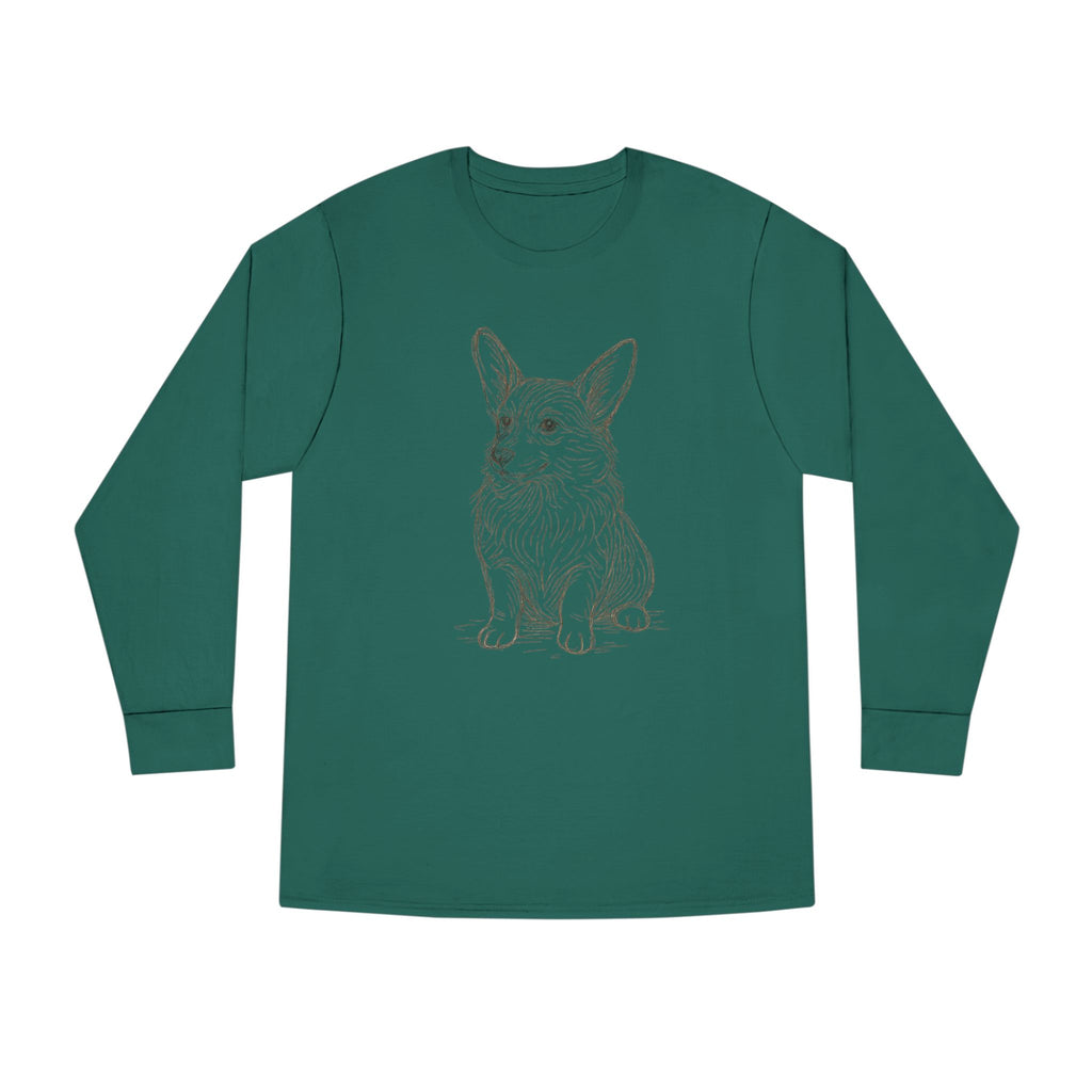 Long Sleeve Tee — Hand-Drawn Corgi Sketch Shirt