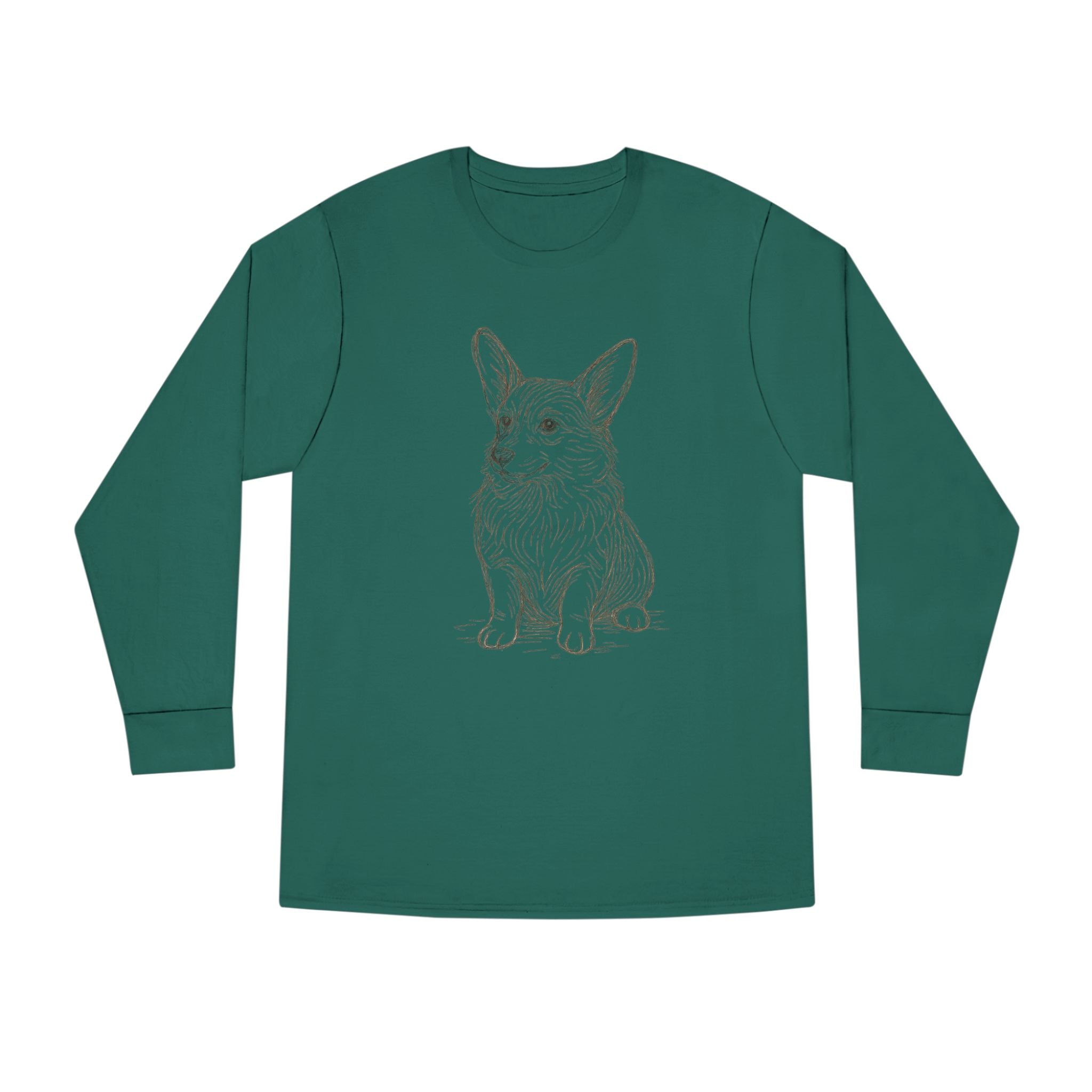 Long Sleeve Tee — Hand-Drawn Corgi Sketch Shirt