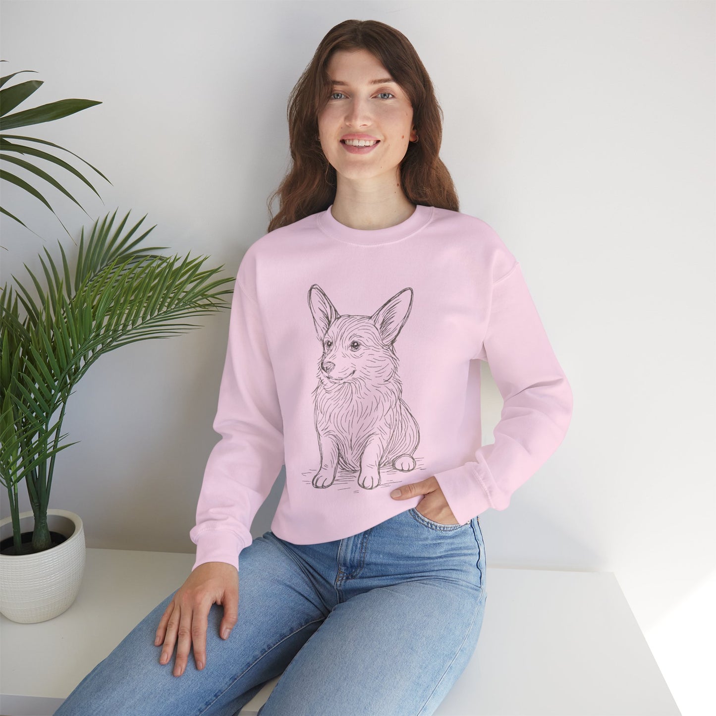 Corgi Sketch Crewneck Sweatshirt — Hand-Drawn Corgi Illustration