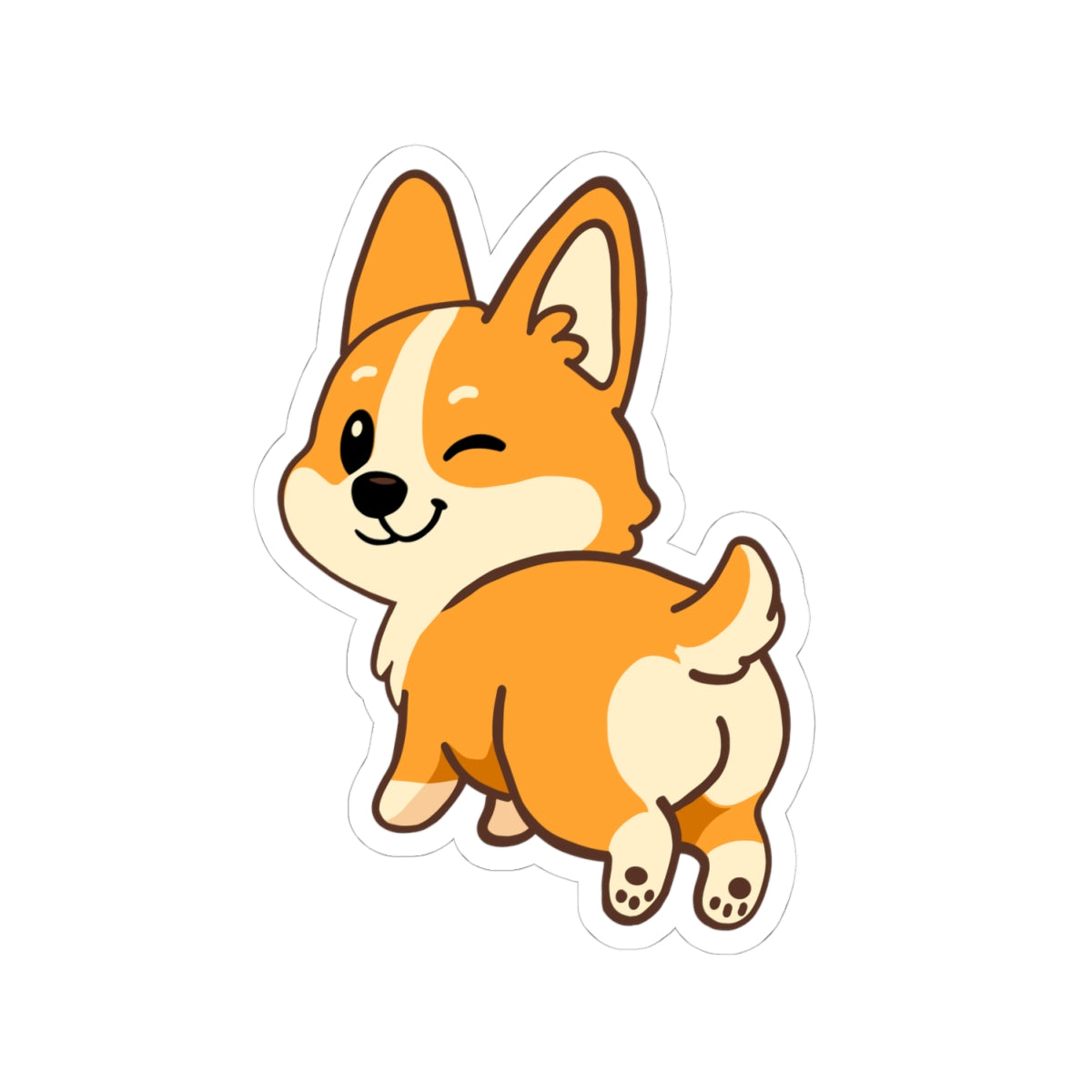 Winking Corgi Butt Kiss-Cut Sticker — Cute Laptop & Water Bottle Decal