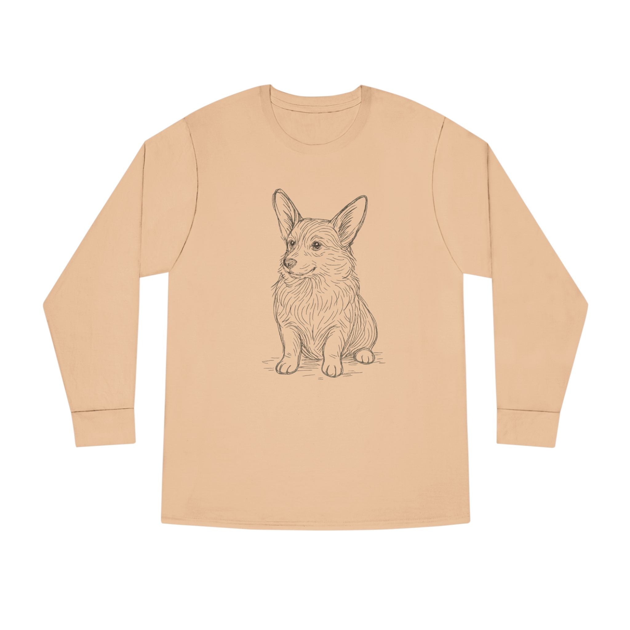 Long Sleeve Tee — Hand-Drawn Corgi Sketch Shirt