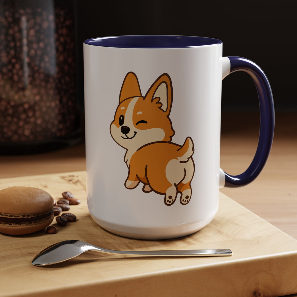 Cute Winking Corgi Accent Coffee Mug — Cute Dog Lover Gift (11/15oz)