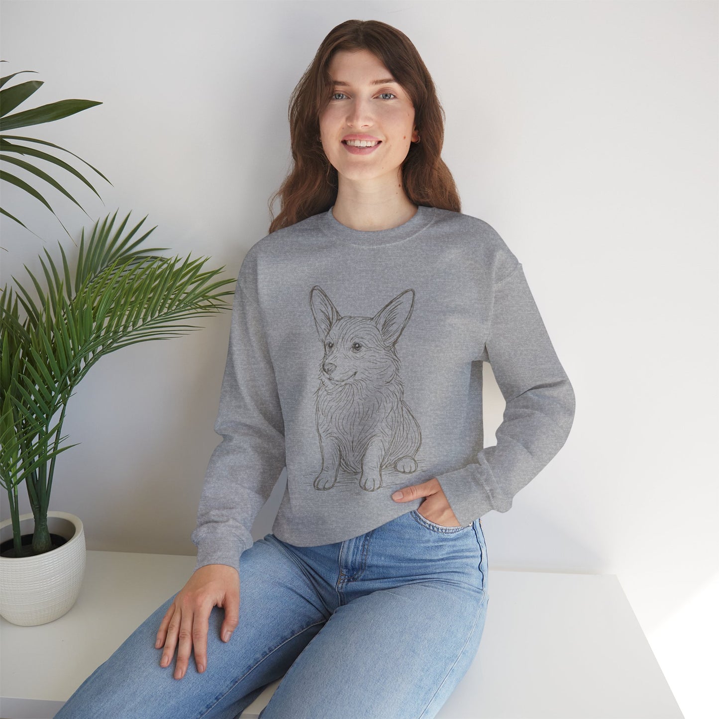 Corgi Sketch Crewneck Sweatshirt — Hand-Drawn Corgi Illustration