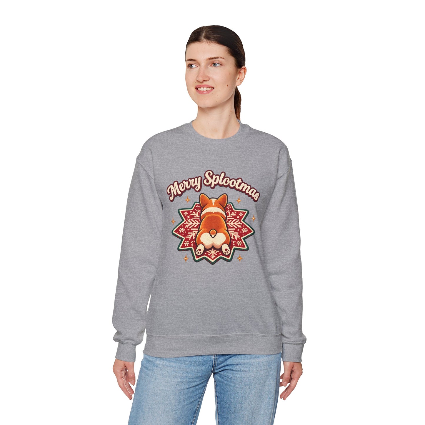 Holiday Corgi Sweatshirt – "Merry Splootmas" Cute Christmas Corgi Crewneck