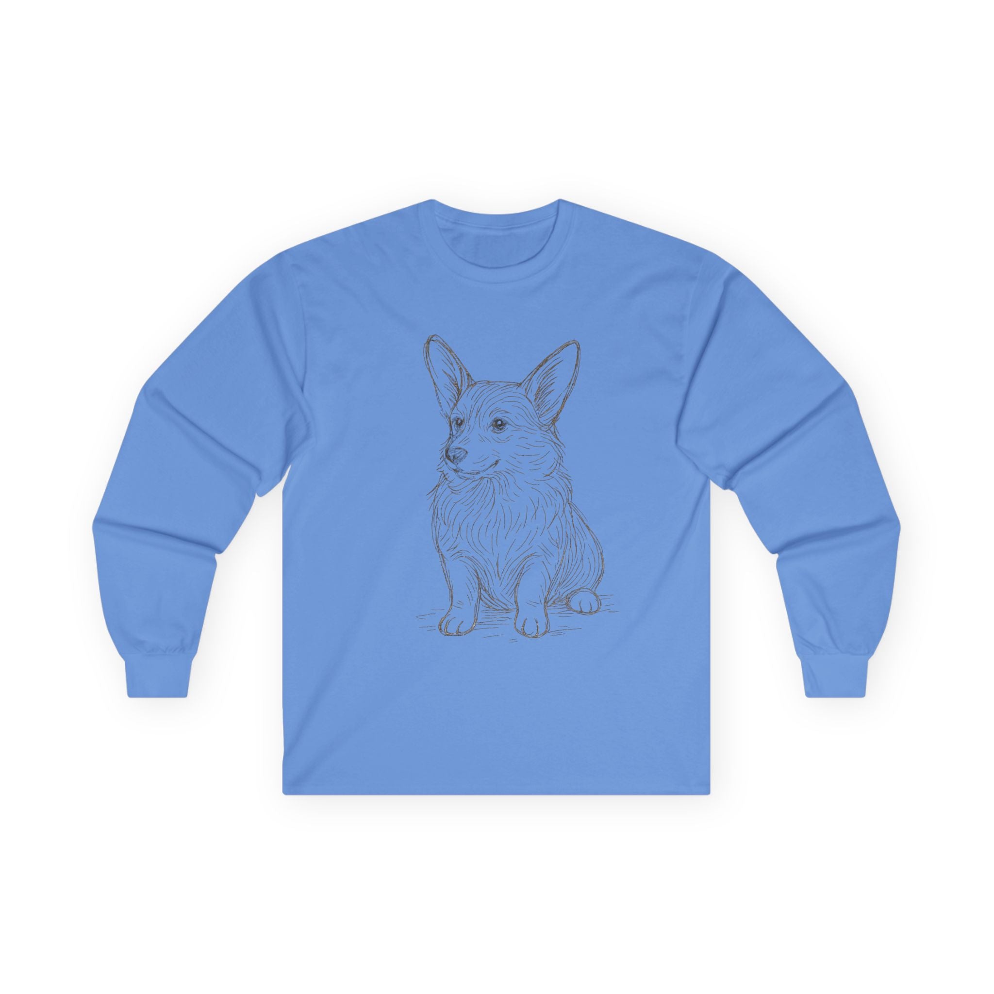 Corgi Sketch Long Sleeve Tee — Hand-Drawn Corgi Illustration