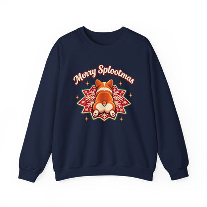 Holiday Corgi Sweatshirt – "Merry Splootmas" Cute Christmas Corgi Crewneck