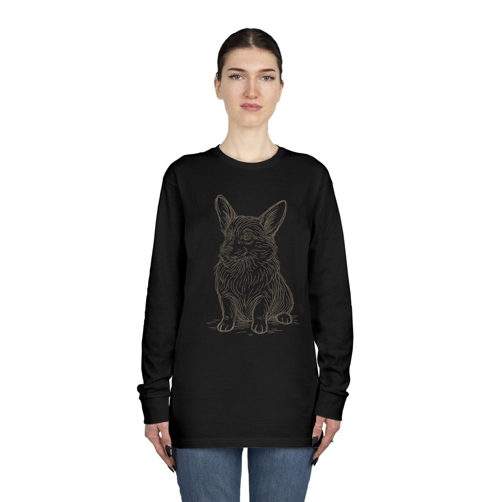 Long Sleeve Tee — Hand-Drawn Corgi Sketch Shirt