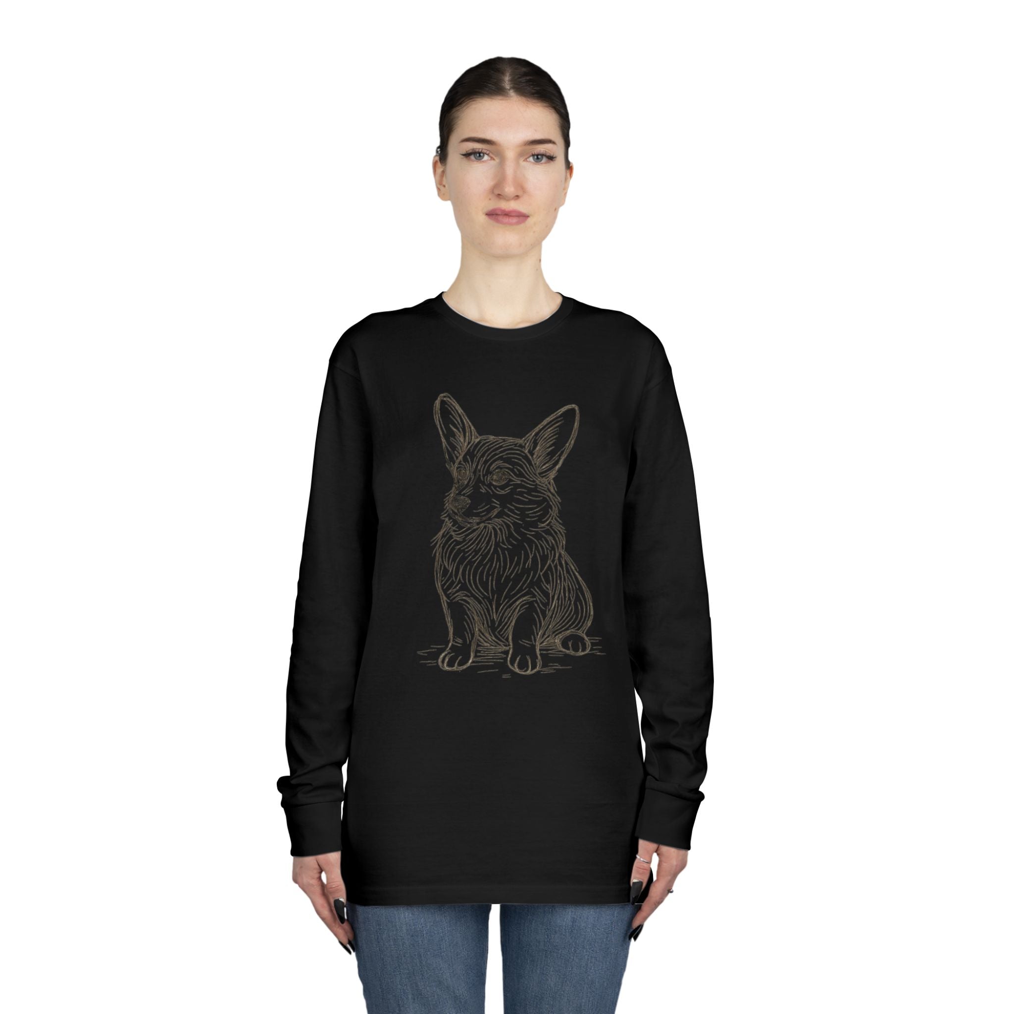Long Sleeve Tee — Hand-Drawn Corgi Sketch Shirt