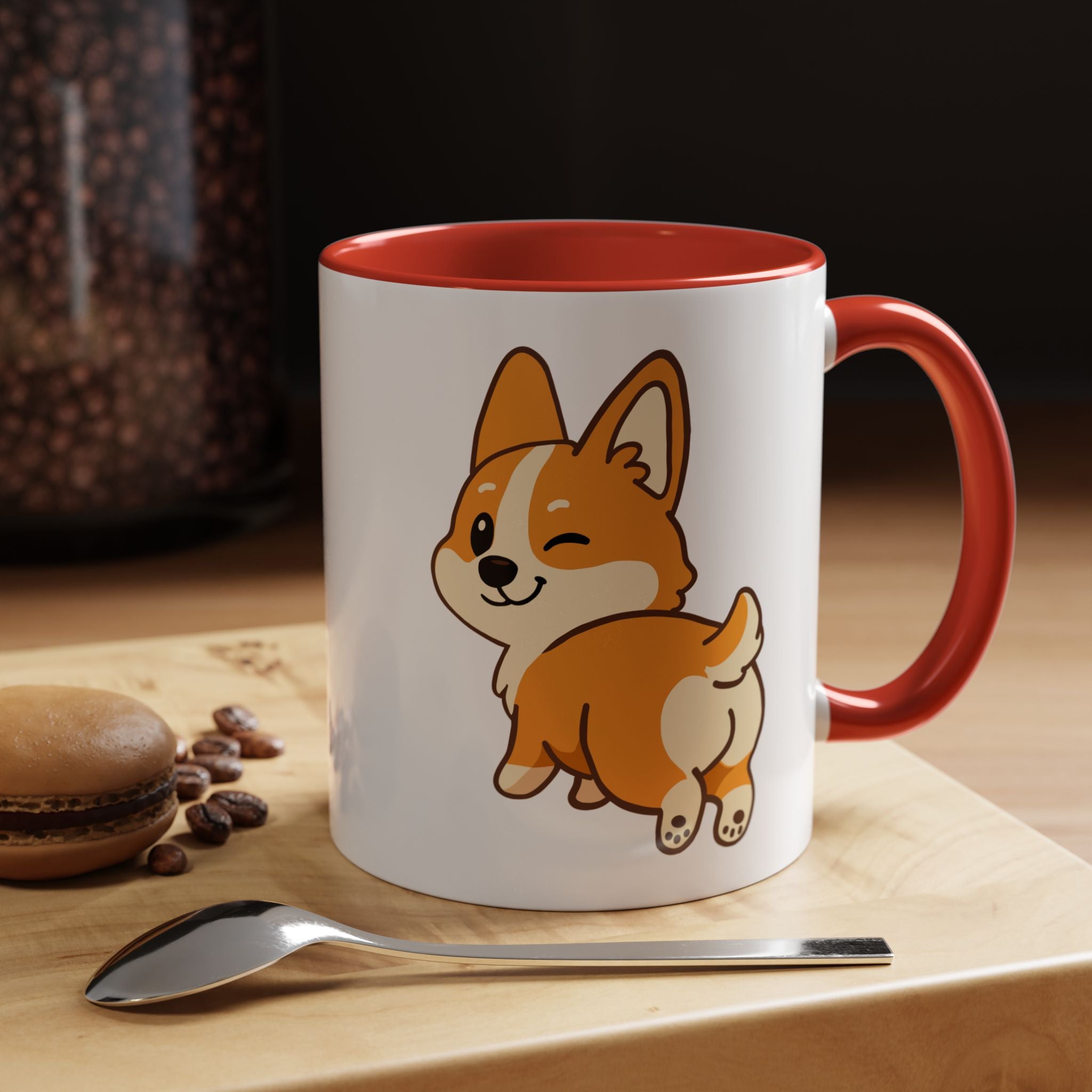 Cute Winking Corgi Accent Coffee Mug — Cute Dog Lover Gift (11/15oz)
