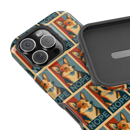 Corgi 'NOPE' Pattern Magsafe Impact Phone Case