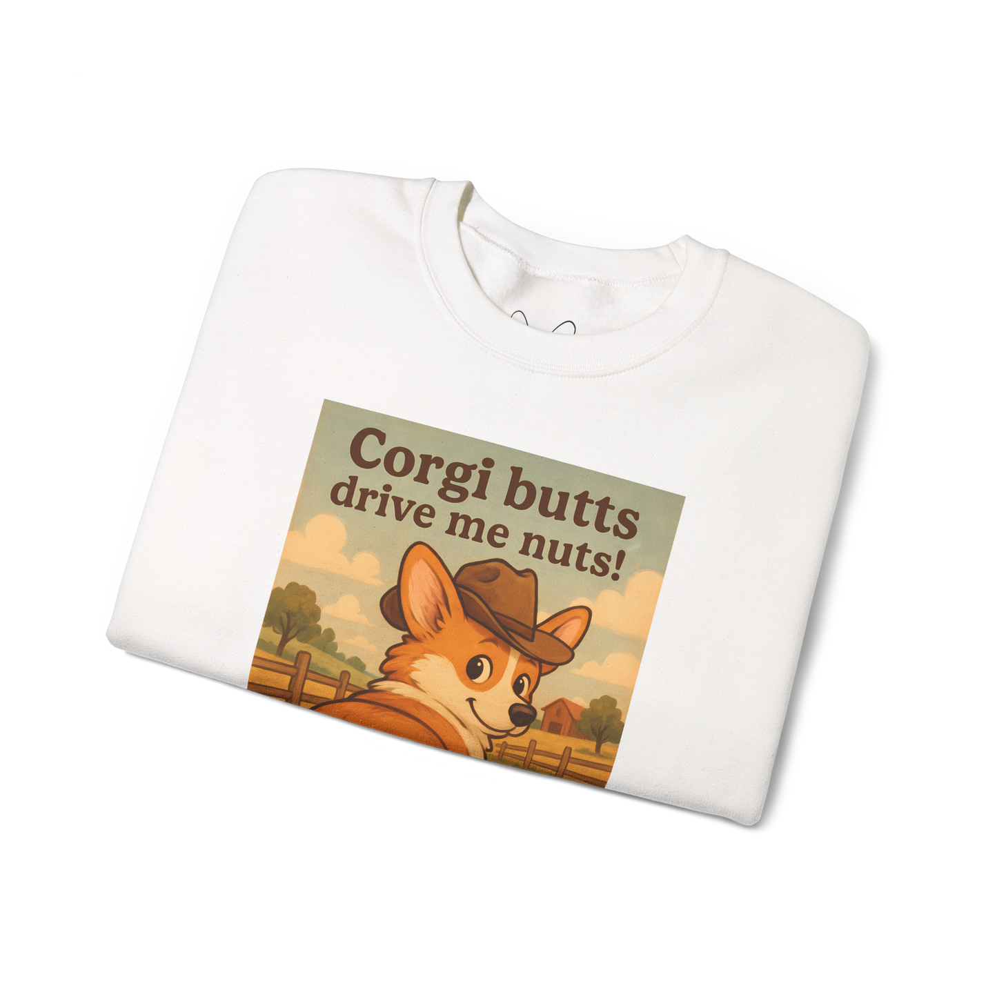 Crewneck Sweatshirt — "Corgi Butts Drive Me Nuts" Cute Retro Corgi Graphic