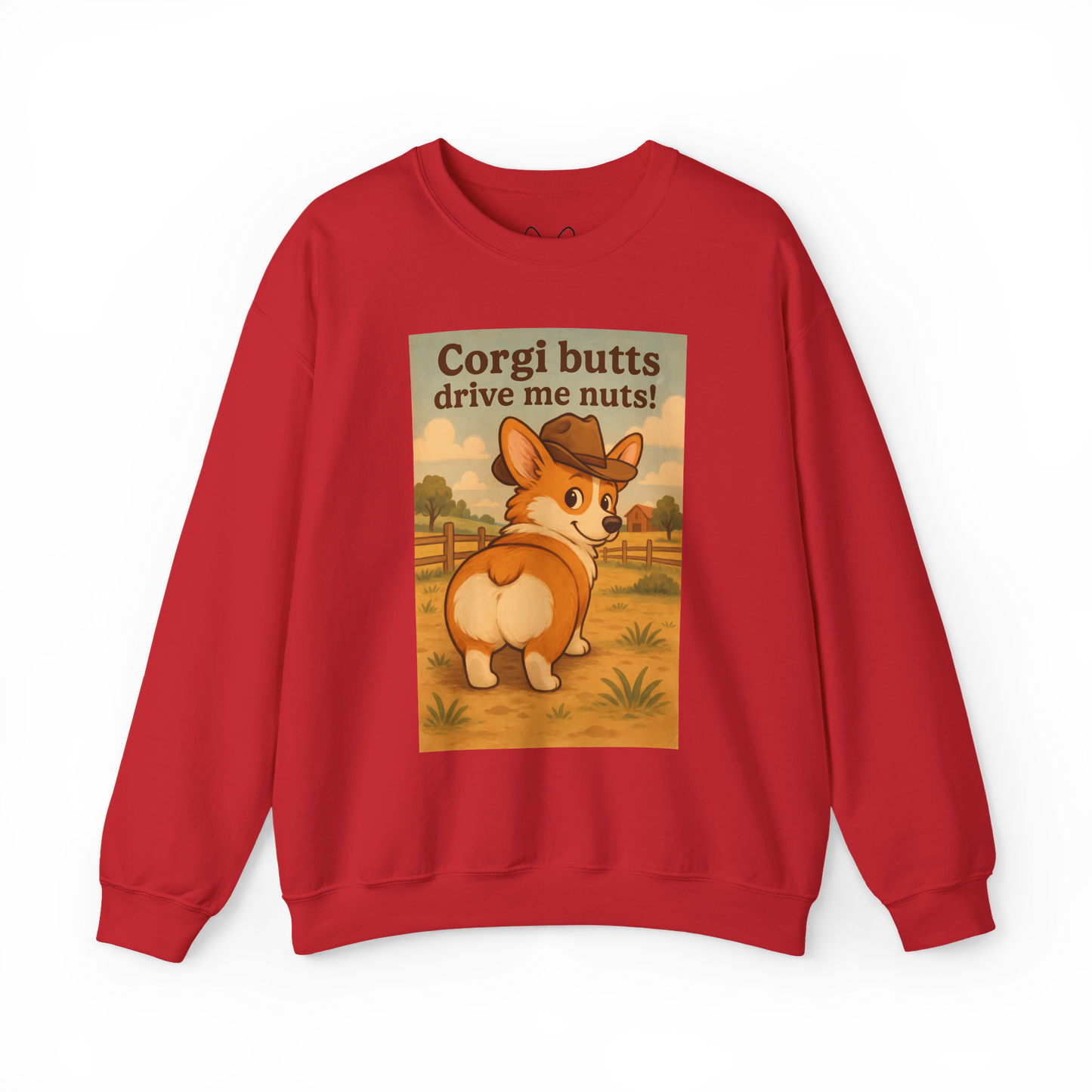 Crewneck Sweatshirt — "Corgi Butts Drive Me Nuts" Cute Retro Corgi Graphic