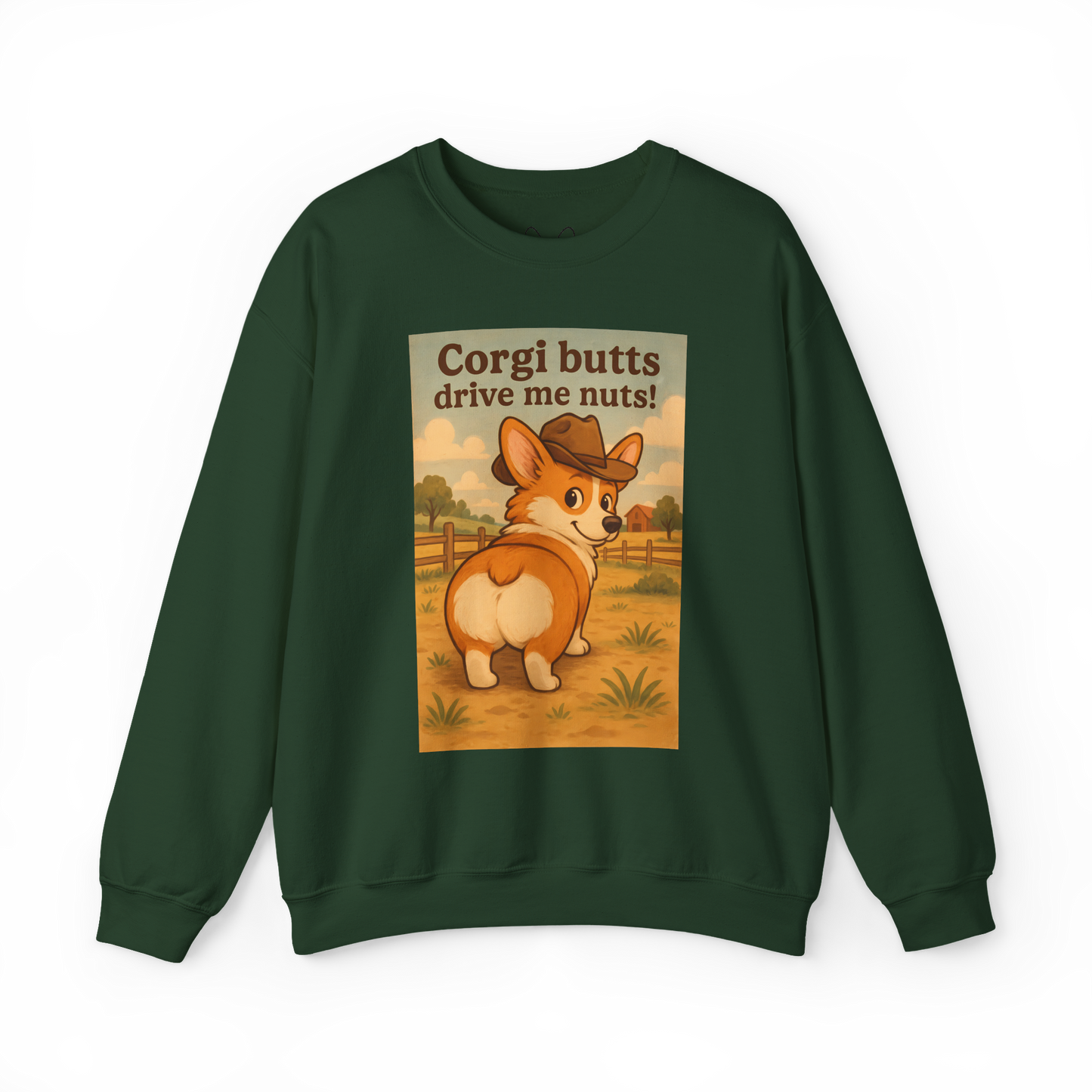 Crewneck Sweatshirt — "Corgi Butts Drive Me Nuts" Cute Retro Corgi Graphic