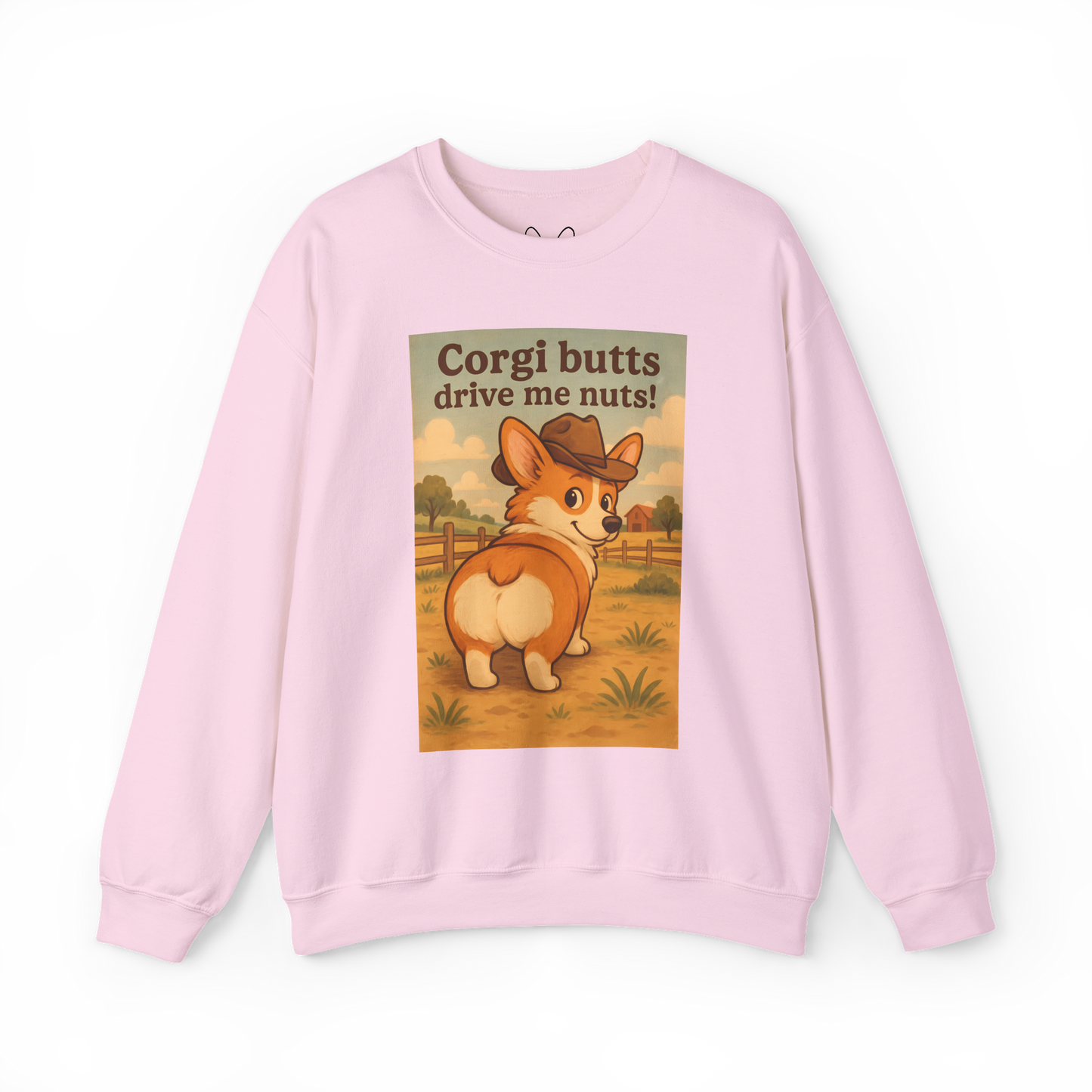 Crewneck Sweatshirt — "Corgi Butts Drive Me Nuts" Cute Retro Corgi Graphic