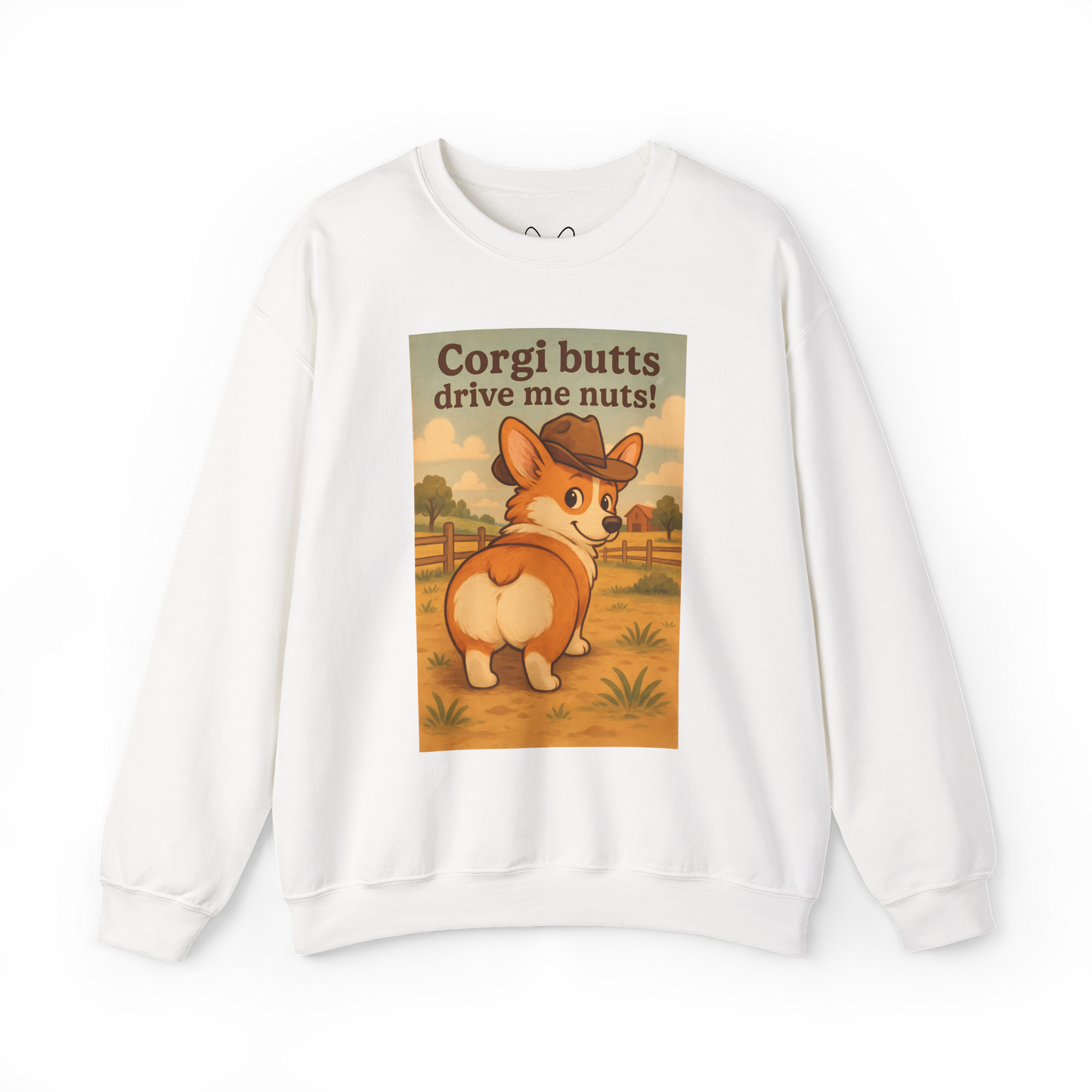 Crewneck Sweatshirt — "Corgi Butts Drive Me Nuts" Cute Retro Corgi Graphic
