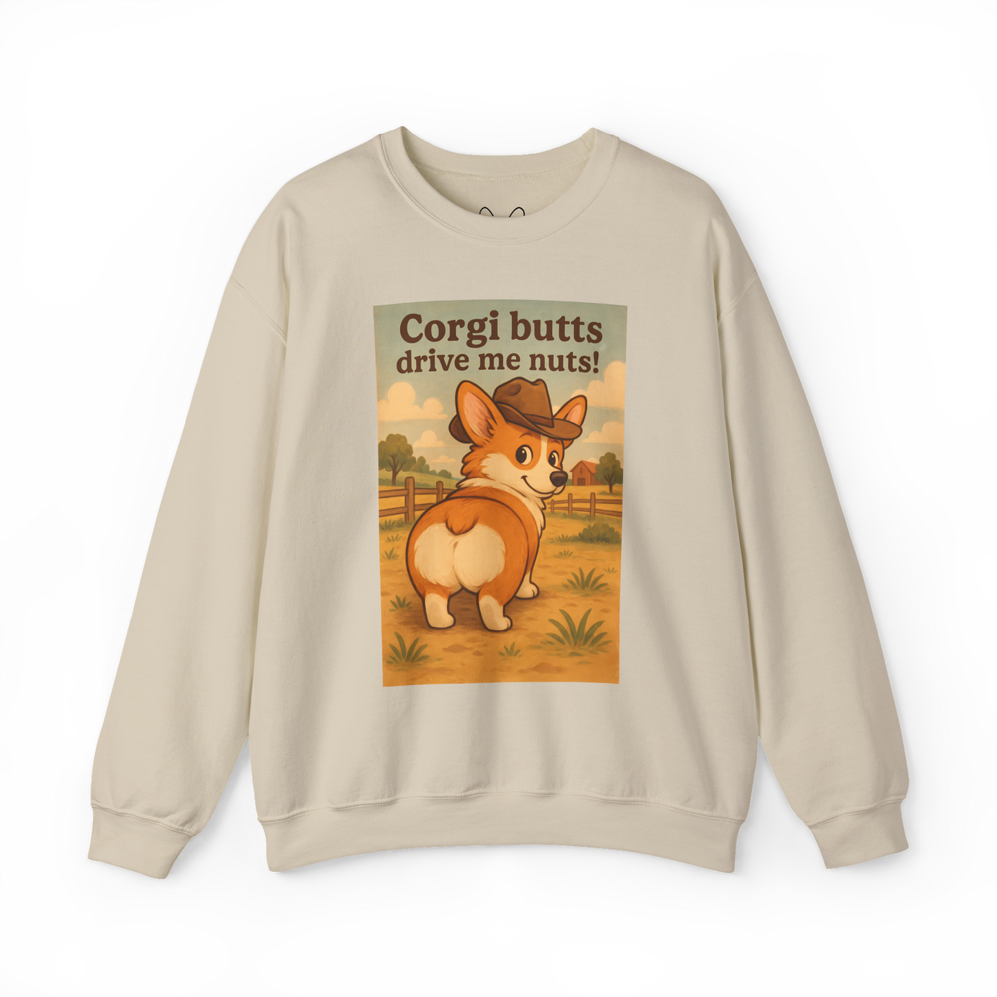 Crewneck Sweatshirt — "Corgi Butts Drive Me Nuts" Cute Retro Corgi Graphic