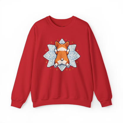 Corgi Sploot Snowflake Sweatshirt — Cute Dog Christmas Crewneck