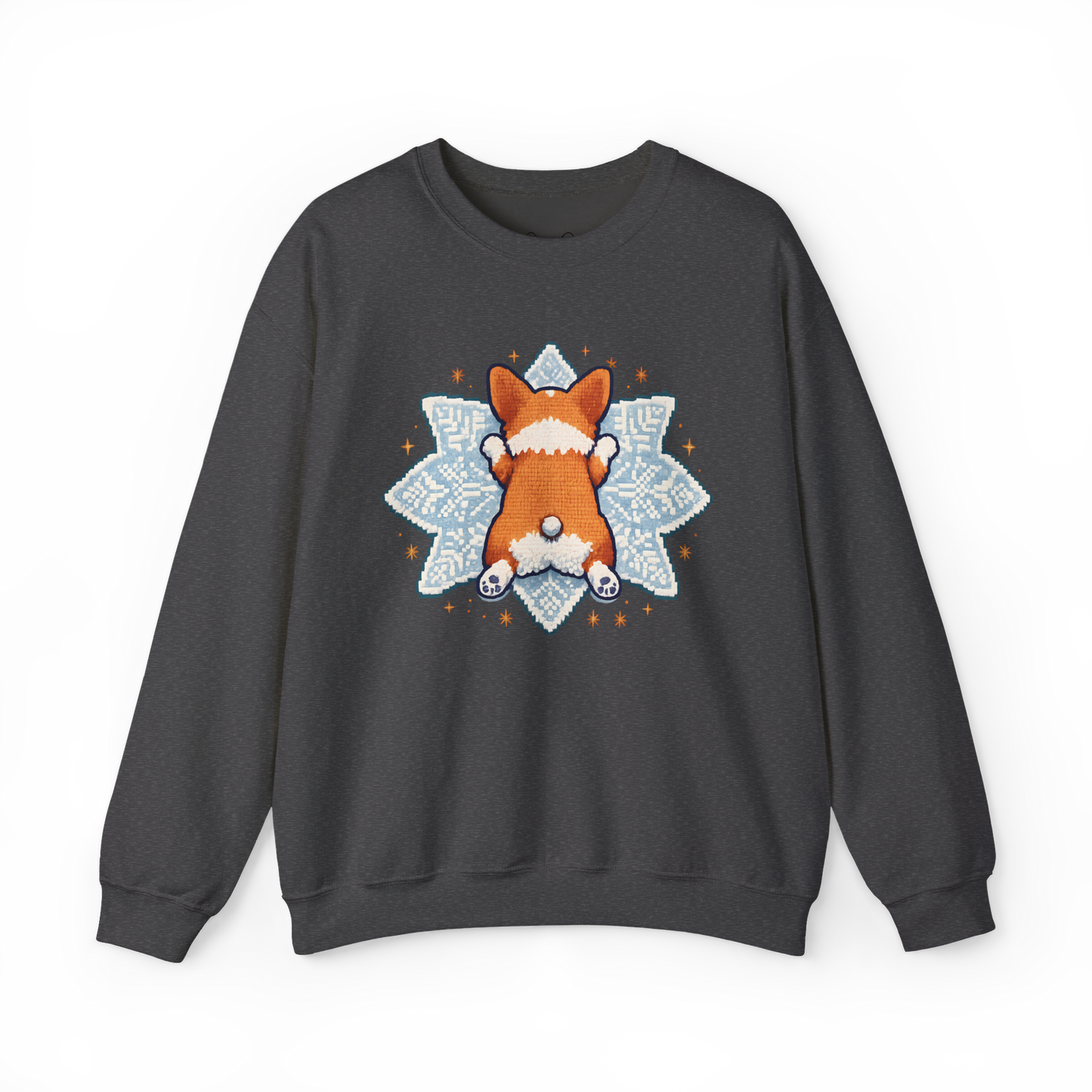 Corgi Sploot Snowflake Sweatshirt — Cute Dog Christmas Crewneck