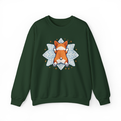 Corgi Sploot Snowflake Sweatshirt — Cute Dog Christmas Crewneck