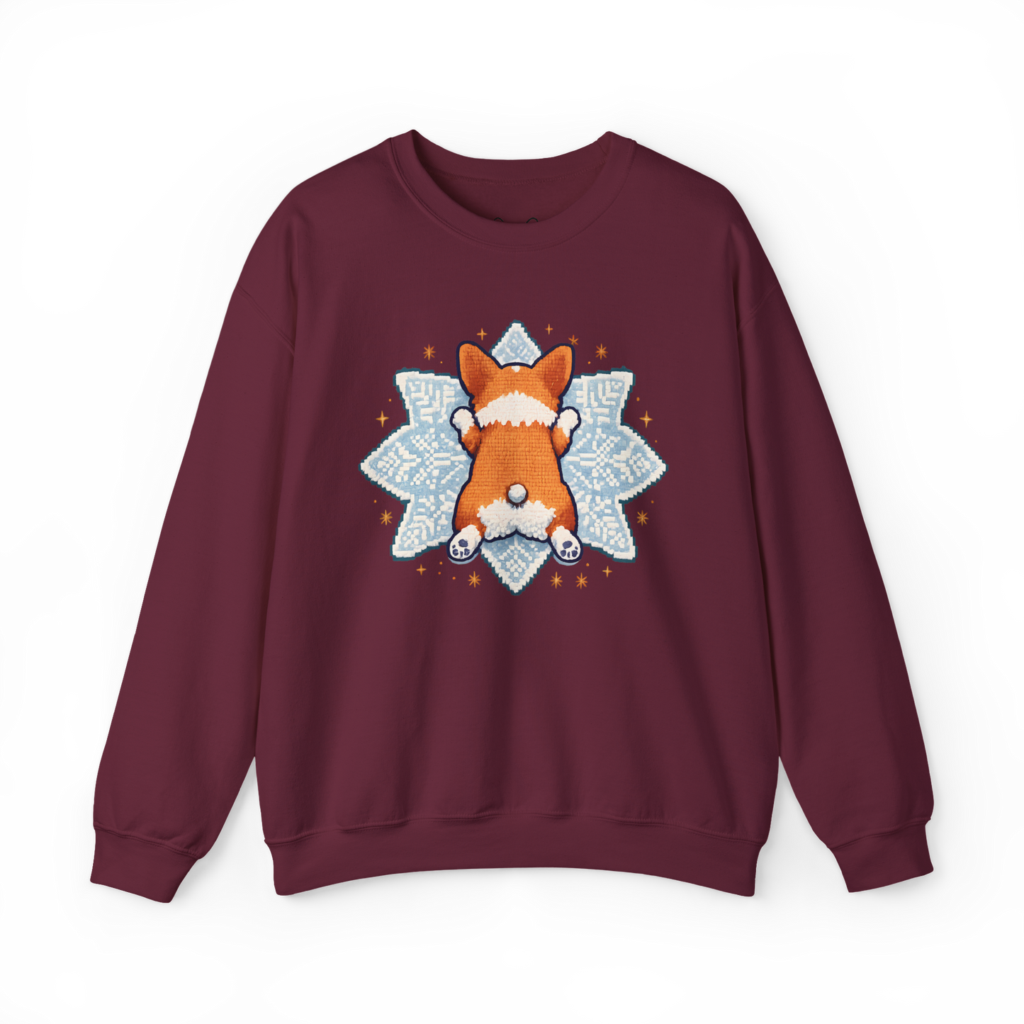 Corgi Sploot Snowflake Sweatshirt — Cute Dog Christmas Crewneck