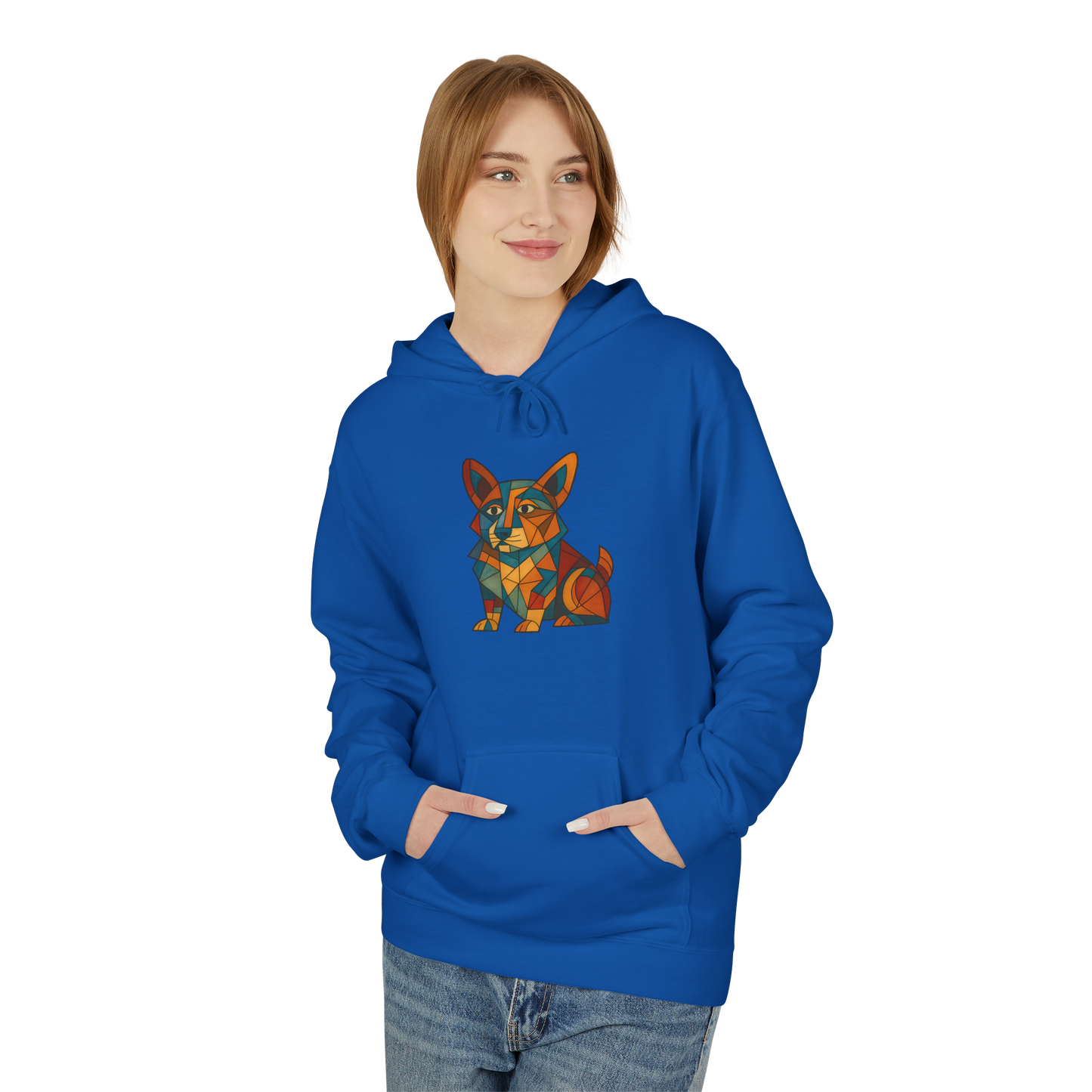 Corgi Cubism Hoodie - Colorful Geometric Dog Pullover