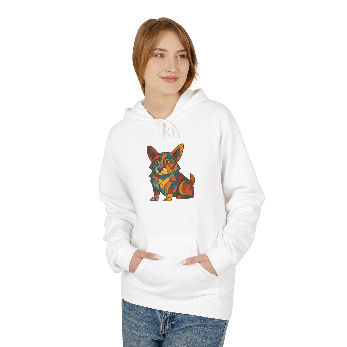 Corgi Cubism Hoodie - Colorful Geometric Dog Pullover