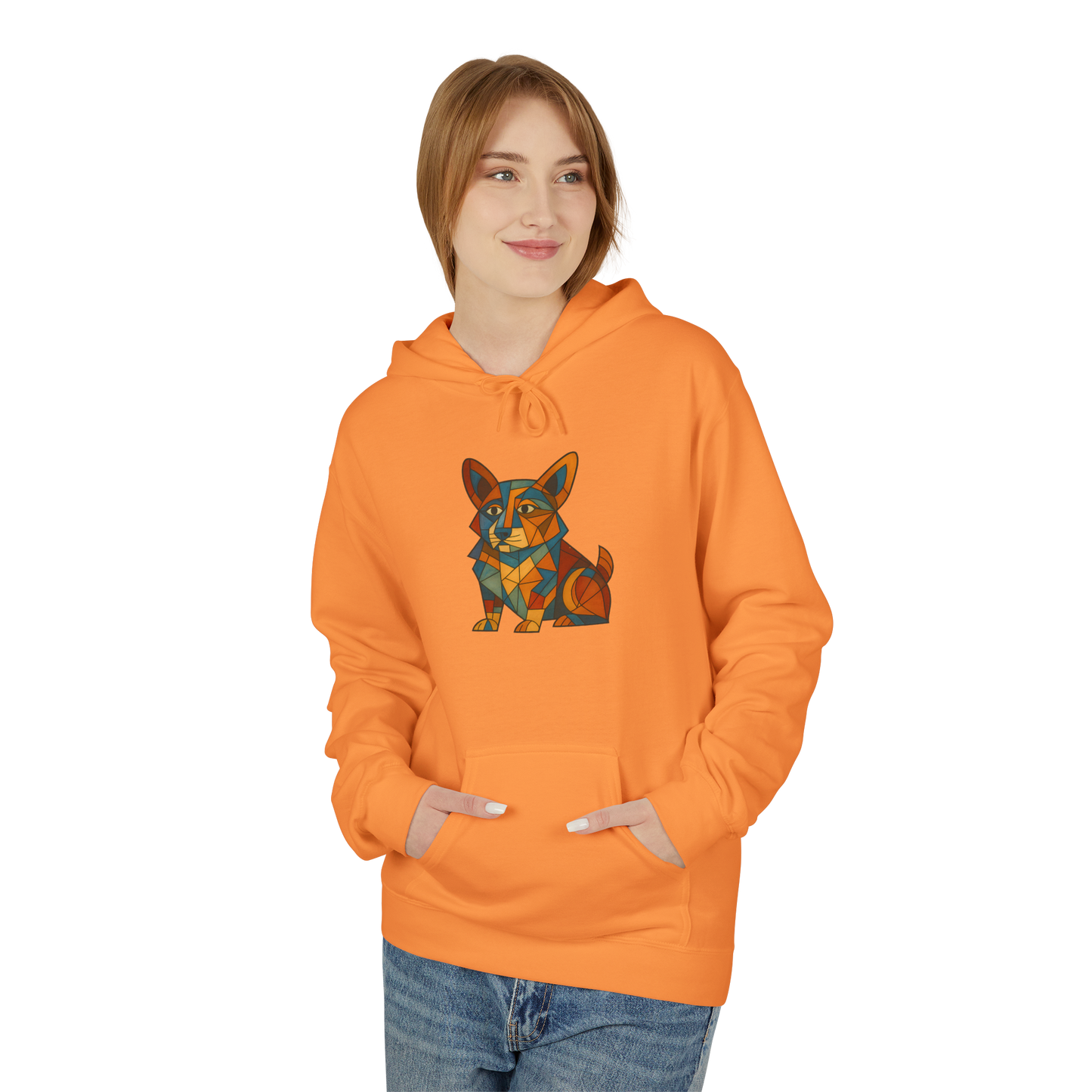 Corgi Cubism Hoodie - Colorful Geometric Dog Pullover