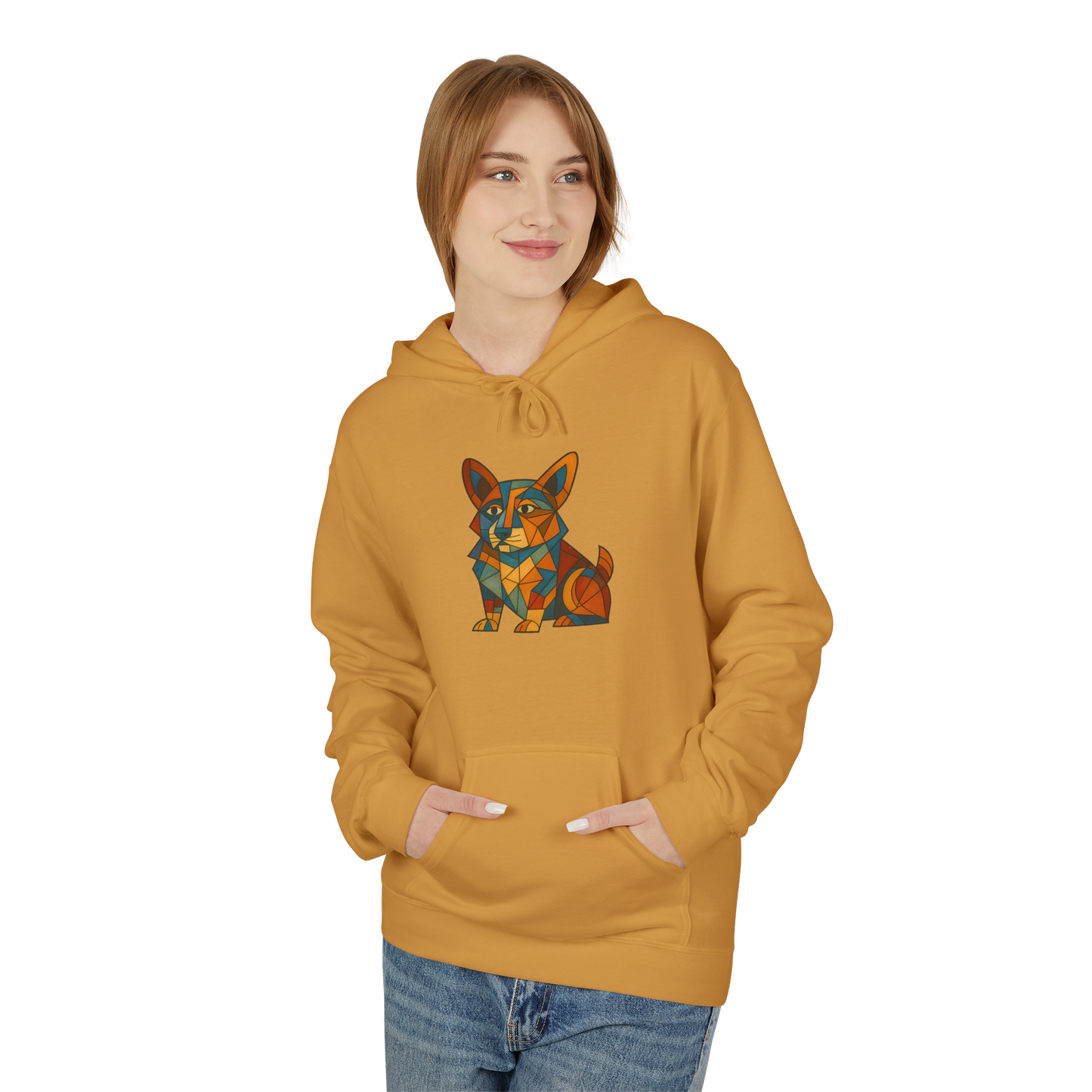 Corgi Cubism Hoodie - Colorful Geometric Dog Pullover