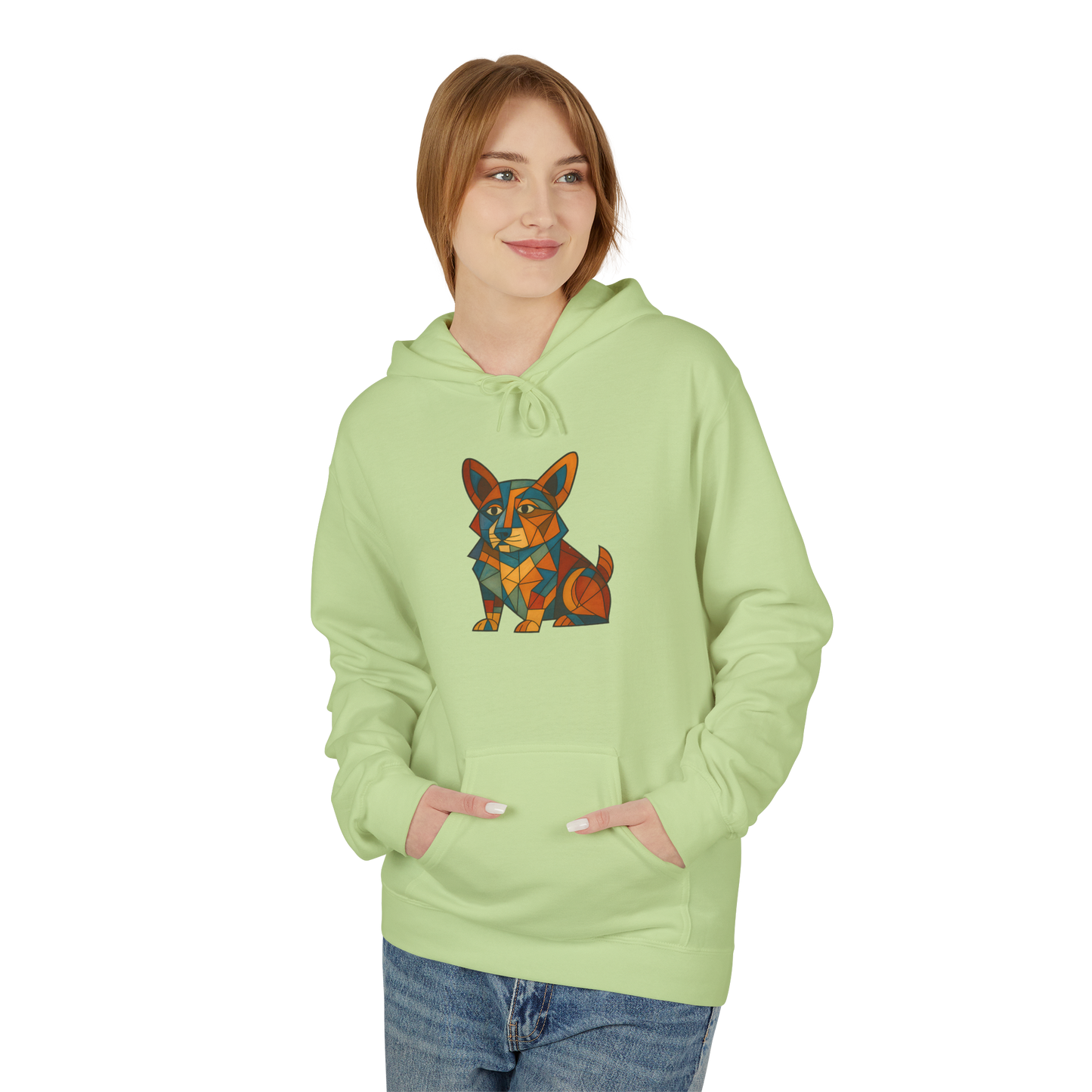 Corgi Cubism Hoodie - Colorful Geometric Dog Pullover
