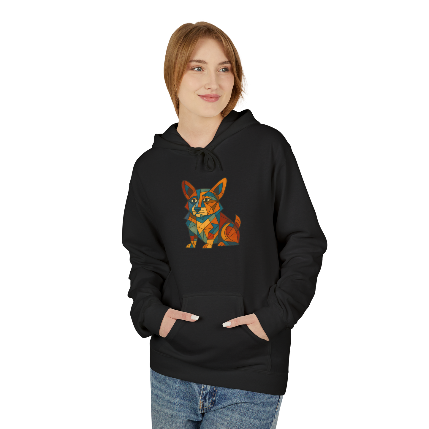 Corgi Cubism Hoodie - Colorful Geometric Dog Pullover