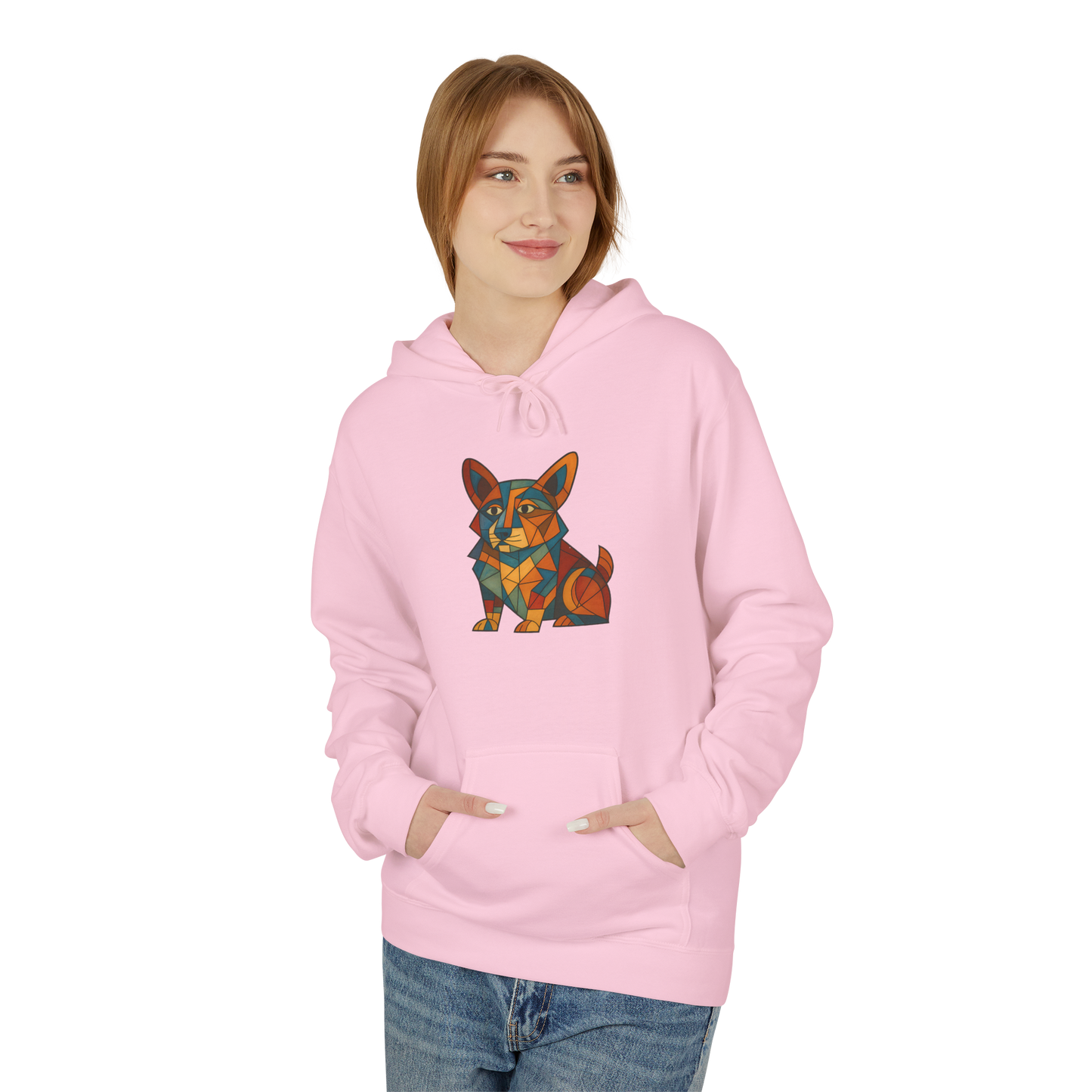 Corgi Cubism Hoodie - Colorful Geometric Dog Pullover