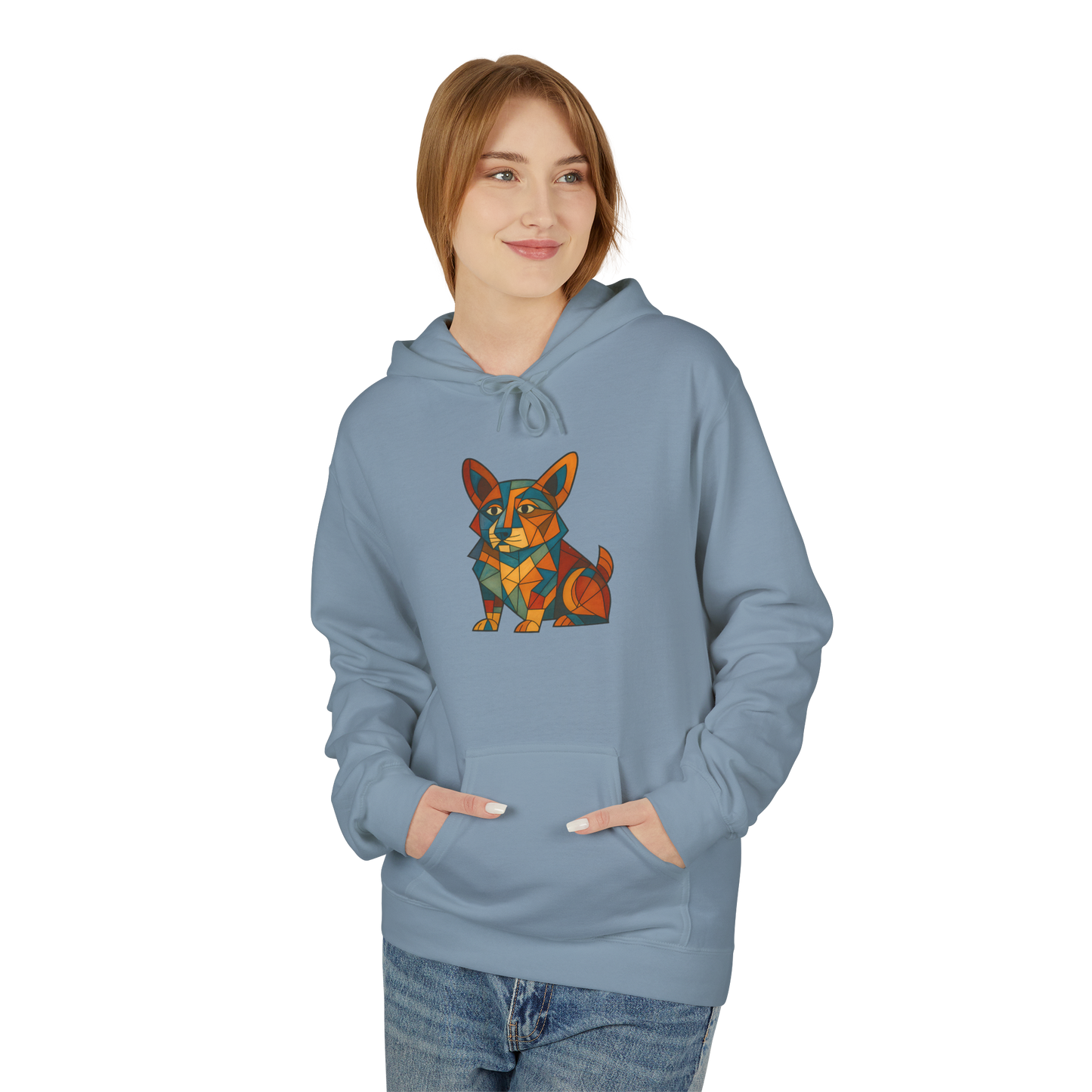 Corgi Cubism Hoodie - Colorful Geometric Dog Pullover