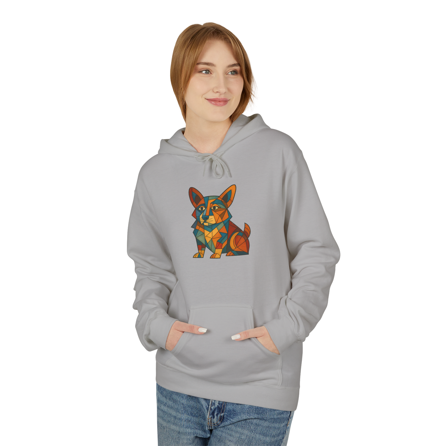 Corgi Cubism Hoodie - Colorful Geometric Dog Pullover
