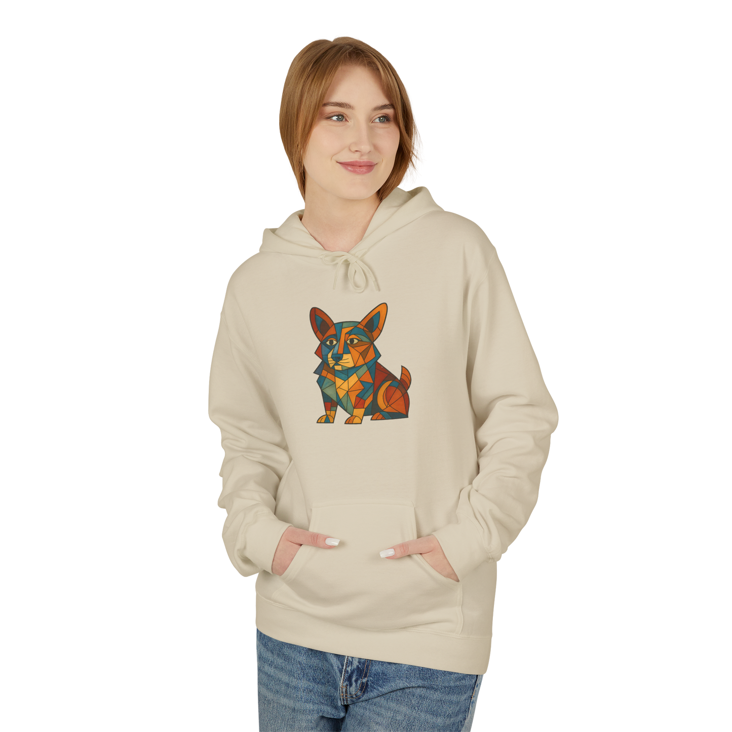 Corgi Cubism Hoodie - Colorful Geometric Dog Pullover